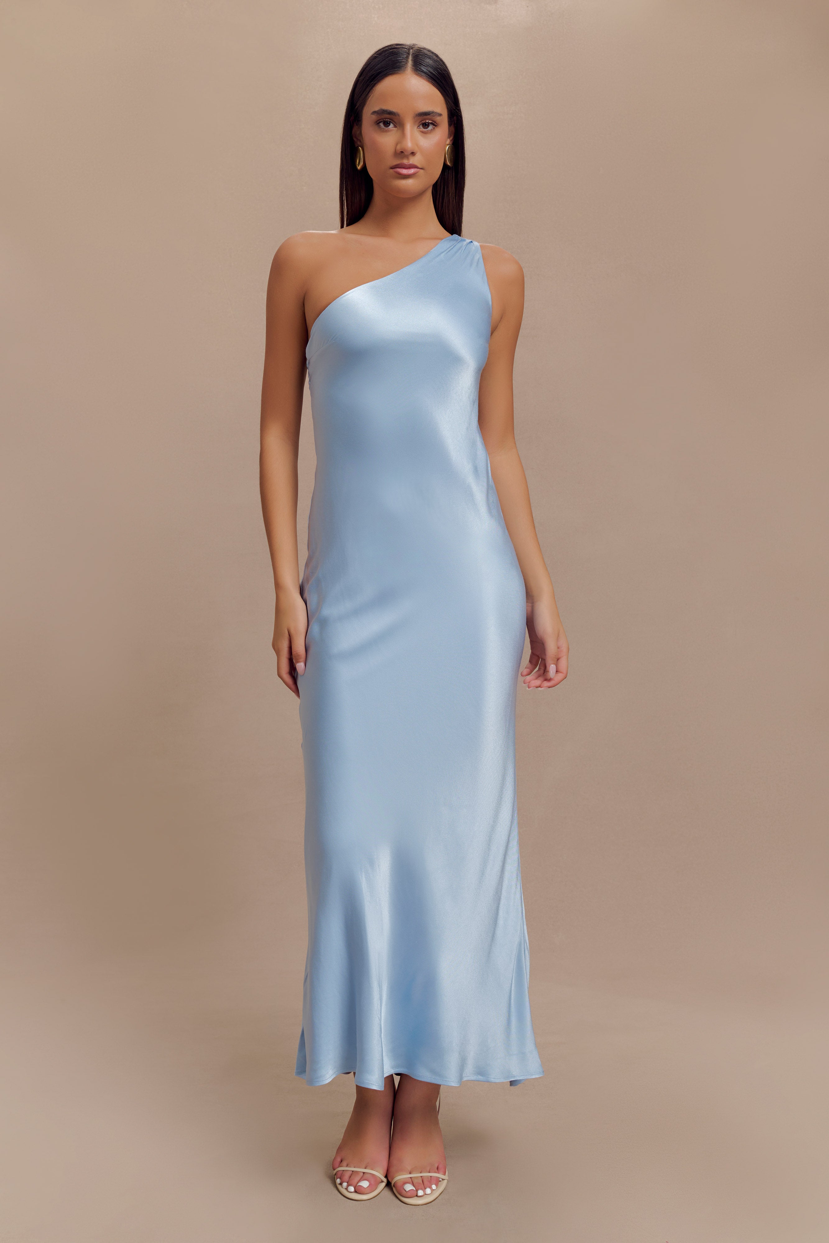 One Shoulder Satin Maxi Dress for Formal Events | Camille