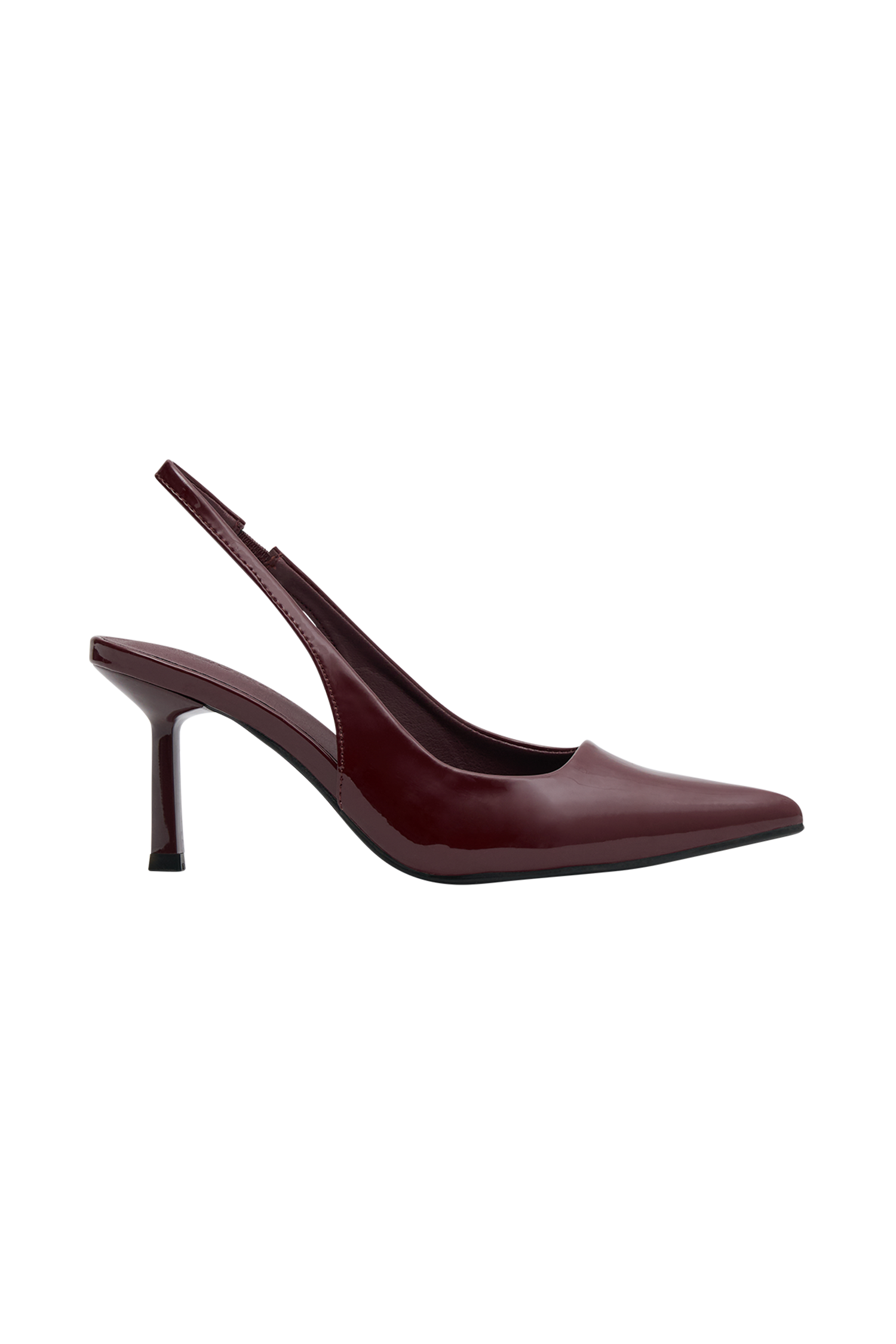 Pointed Toe Slingback Heels with Elastic Straps | Dasha Cherry Red
