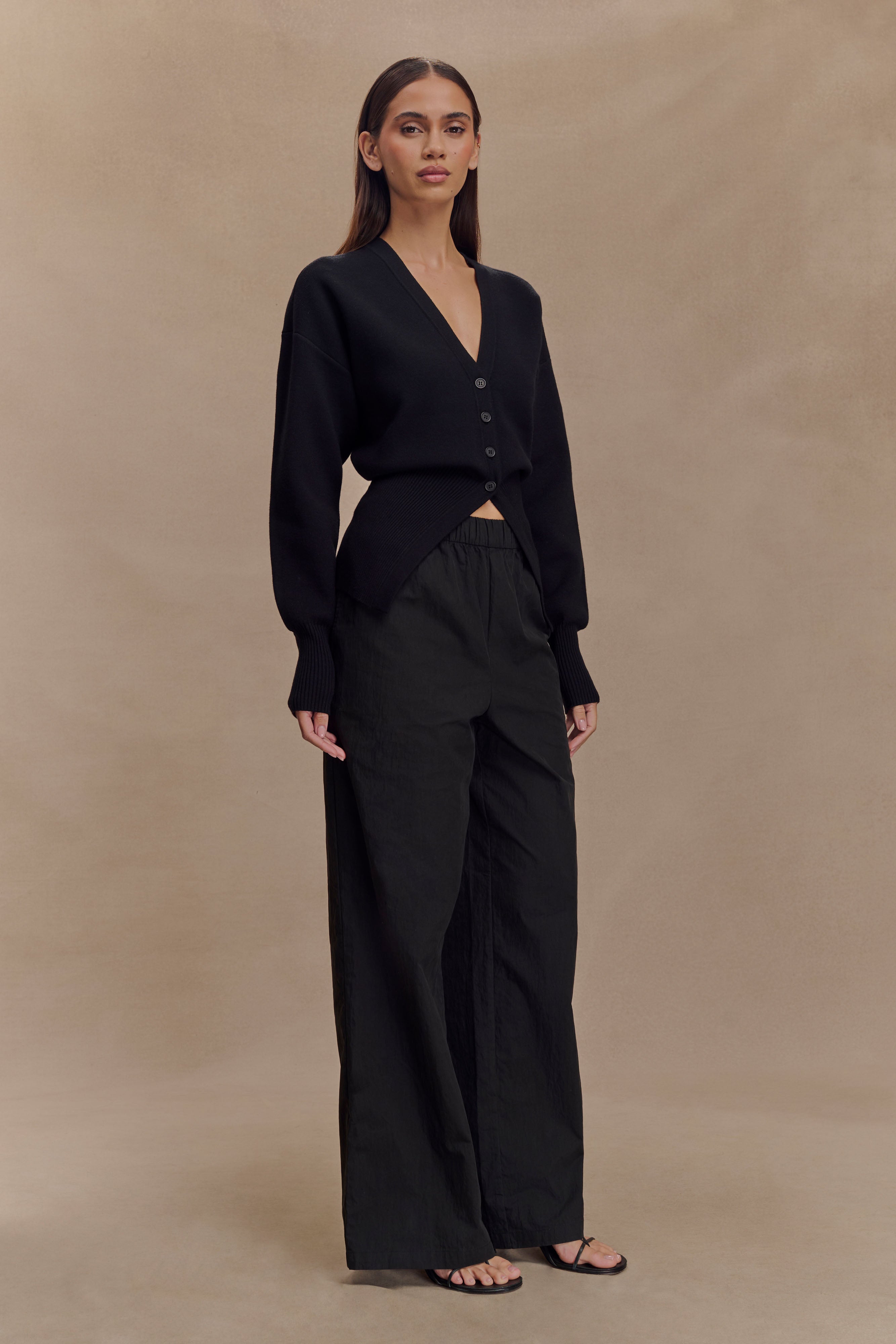 Oversized Button Cardigan for Women - Black | Alexia