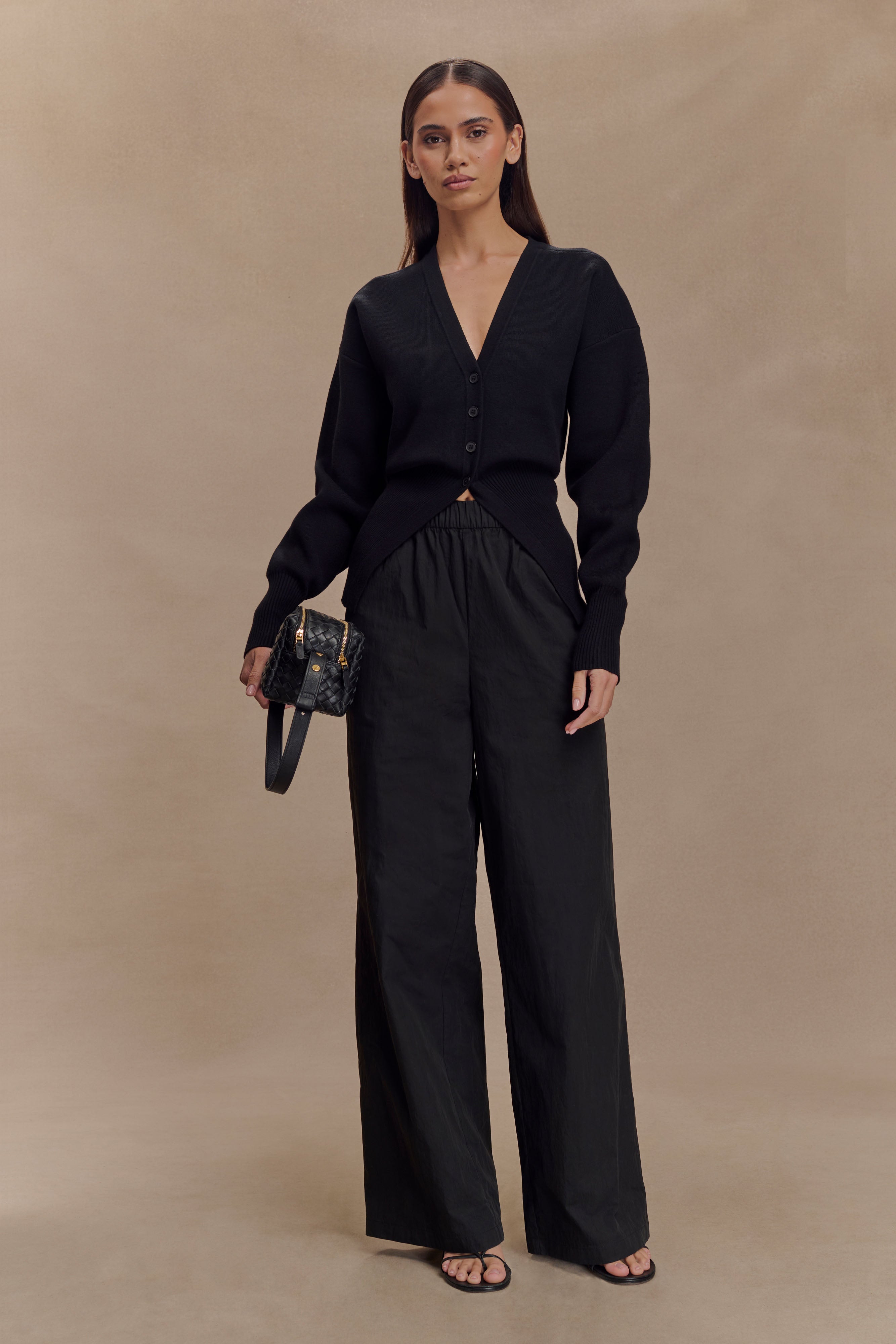 Oversized Button Cardigan for Women - Black | Alexia