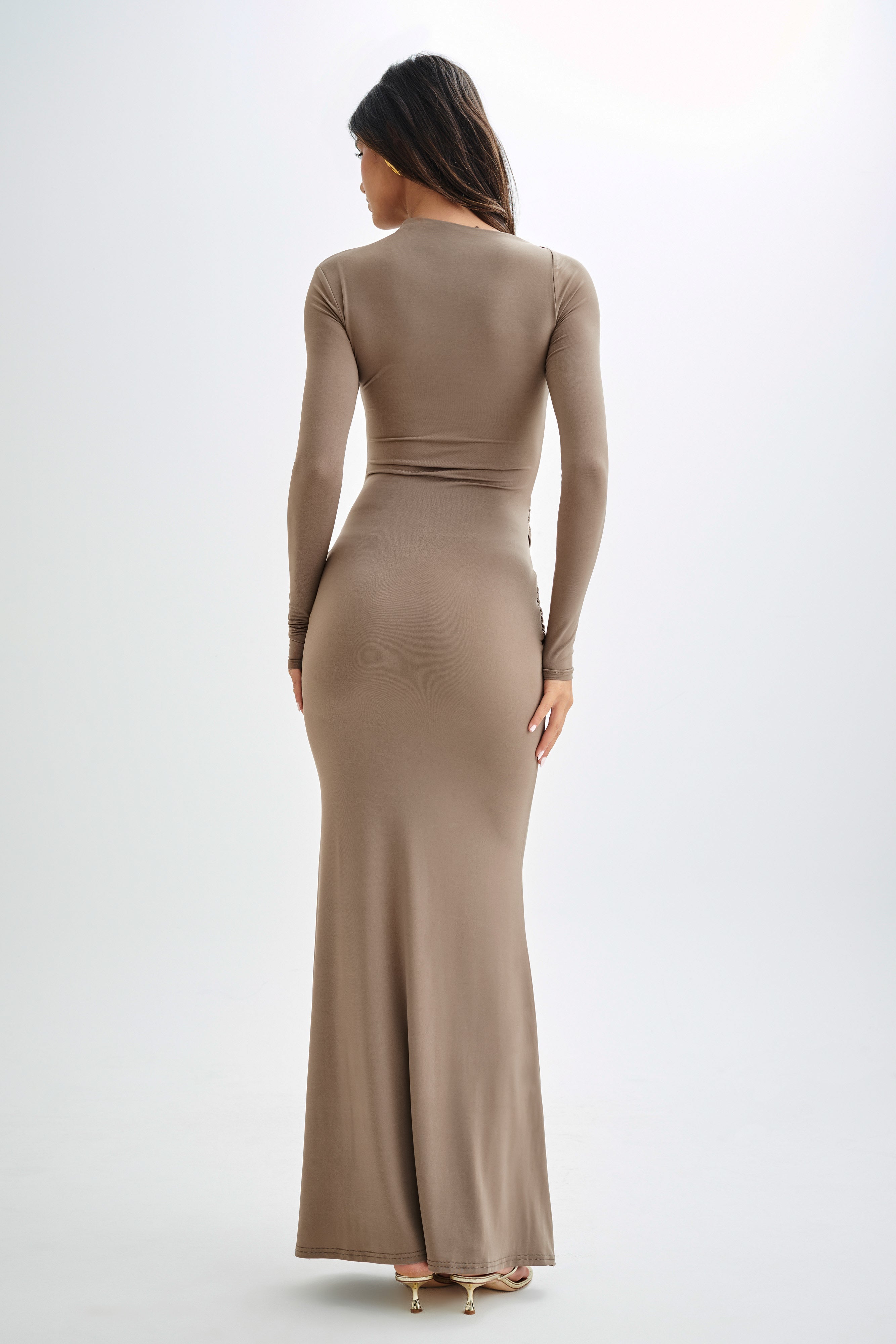 Elegant Long Sleeve Slinky Maxi Dress for Formal Events | Halcyon