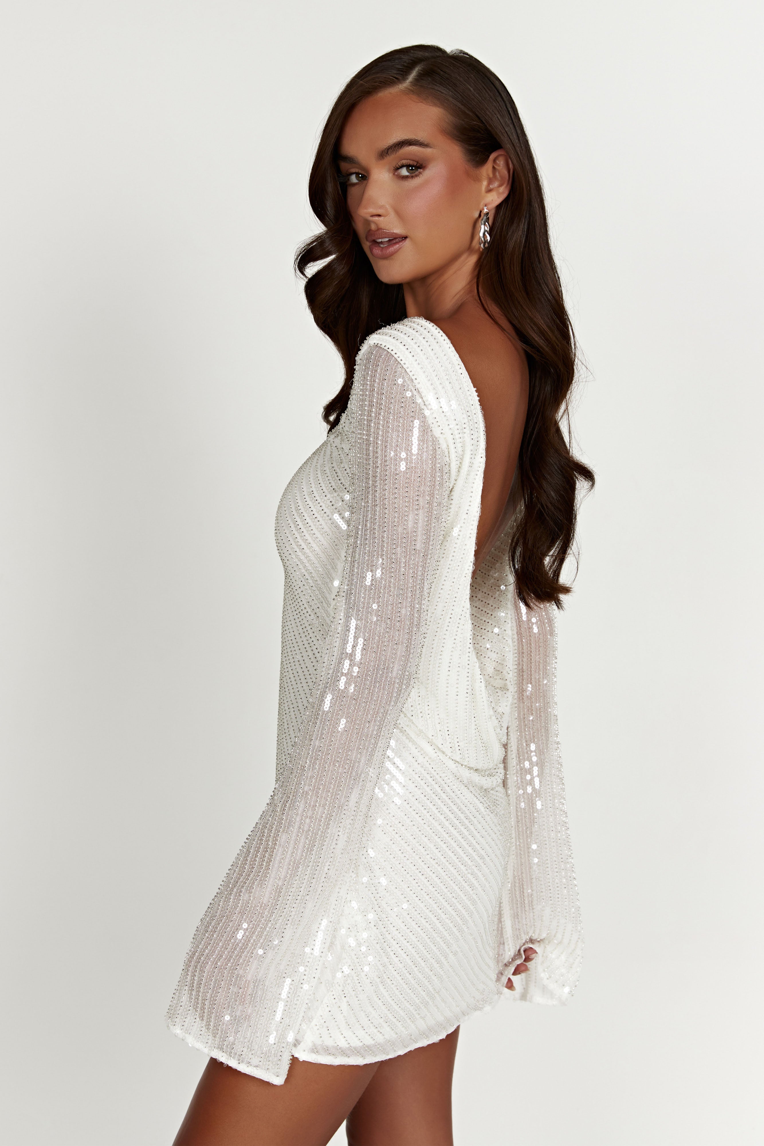 Sequin Mini Dress with Cowl Back for Brides & Parties | NALA