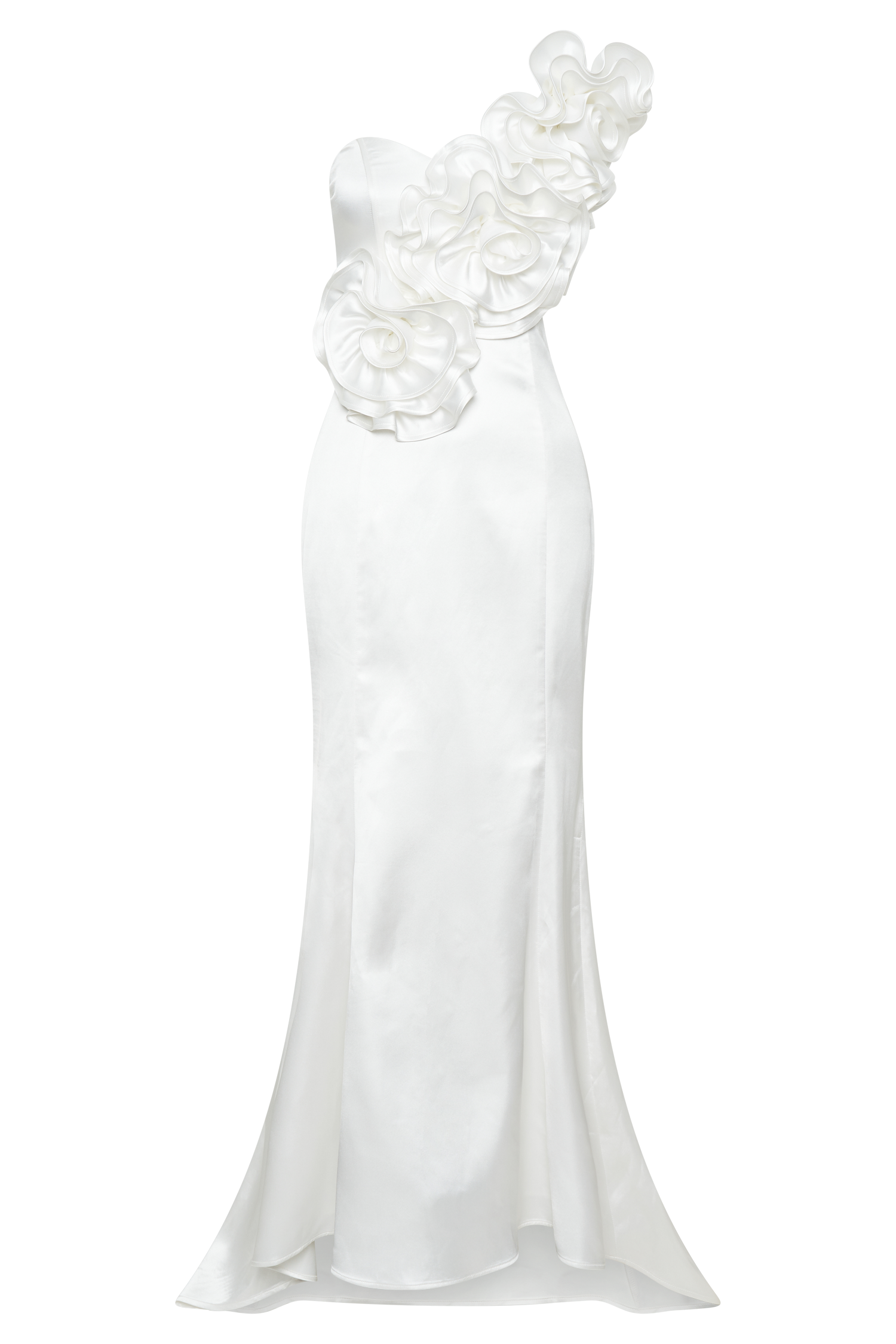 Strapless Satin Wedding Gown with Rose Applique | Olivia