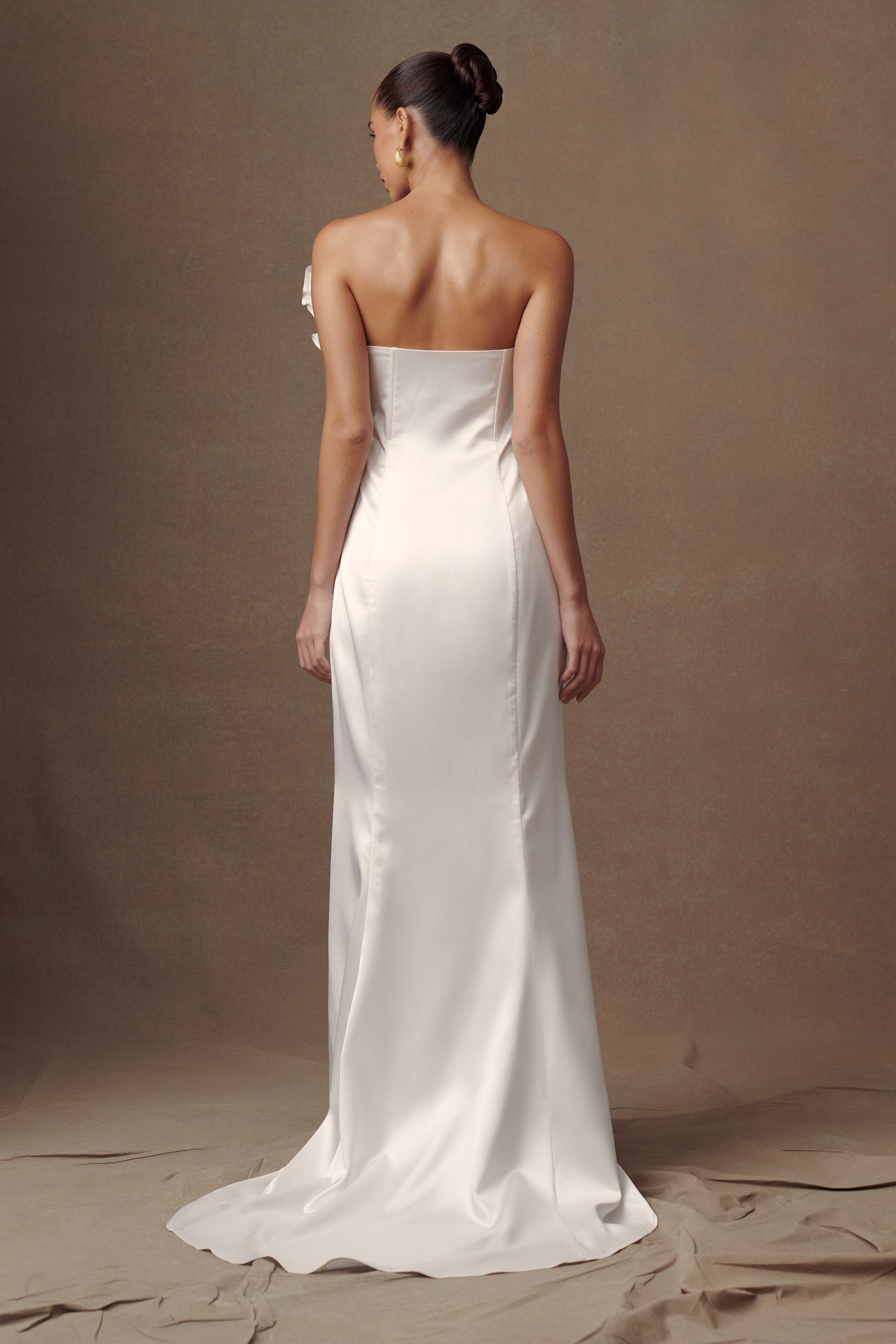 Strapless Satin Wedding Gown with Rose Applique | Olivia