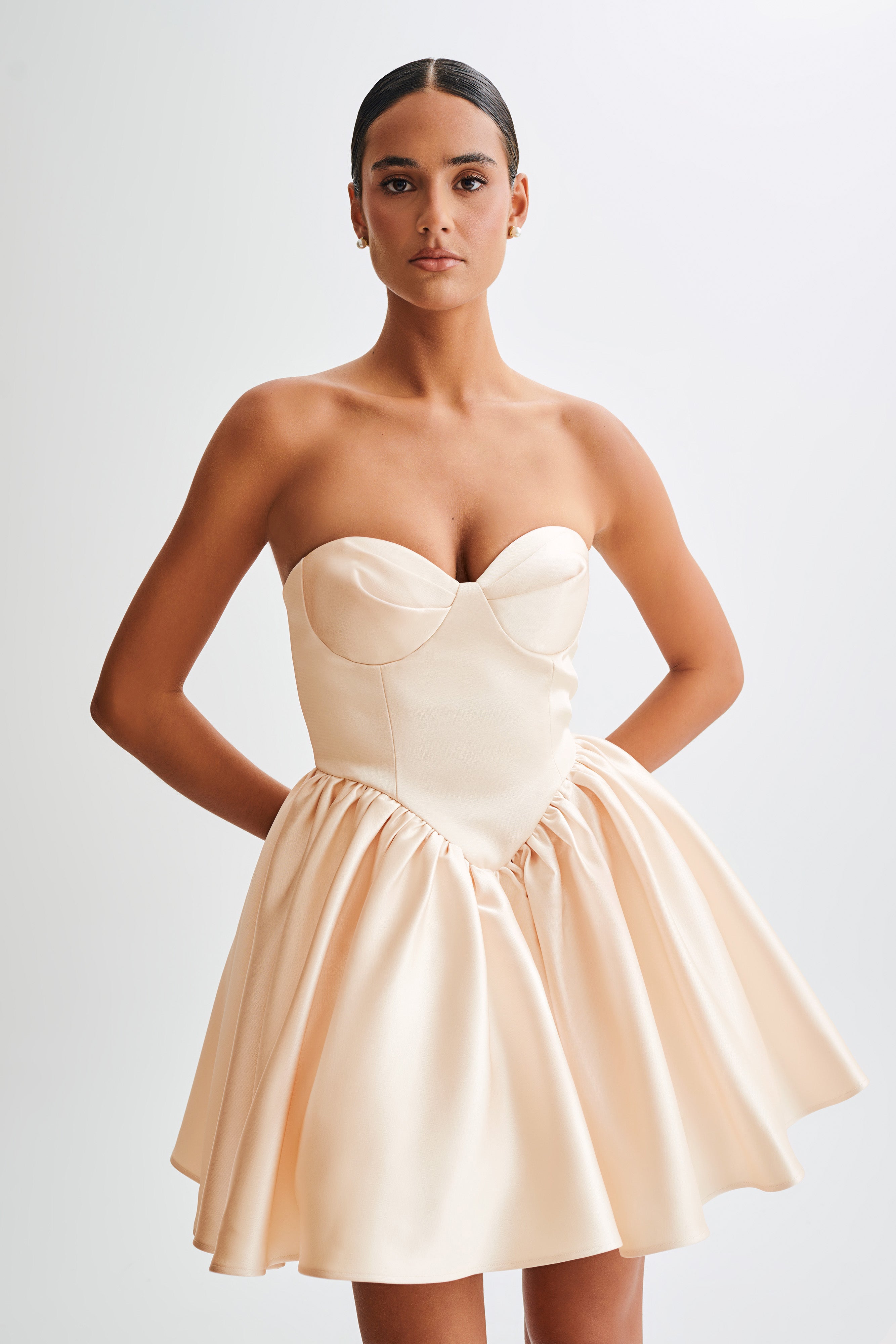 Structured Corset Mini Dress with Princess Neckline | Hollie Gold