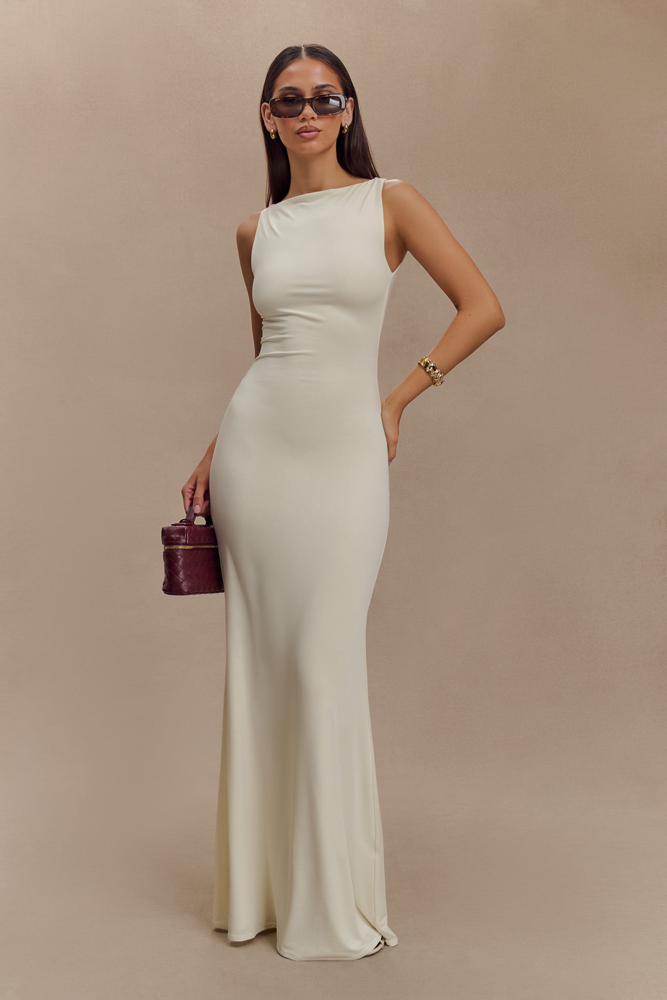 Slinky Sleeveless Maxi Dress with Fishtail Hem | Tarna Bone