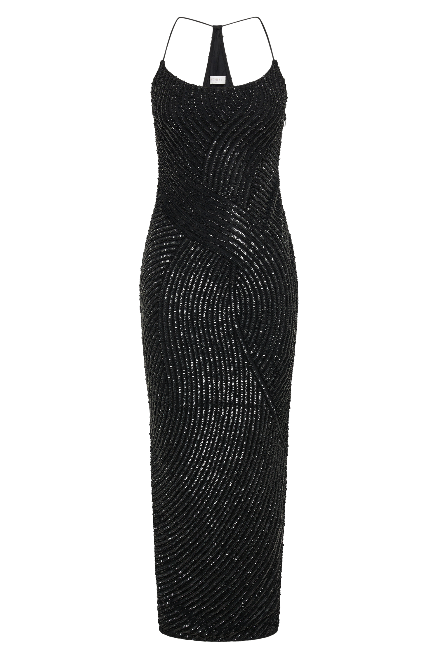 Sequin Maxi Dress with Halter Neckline & Bodycon Fit | Tierra