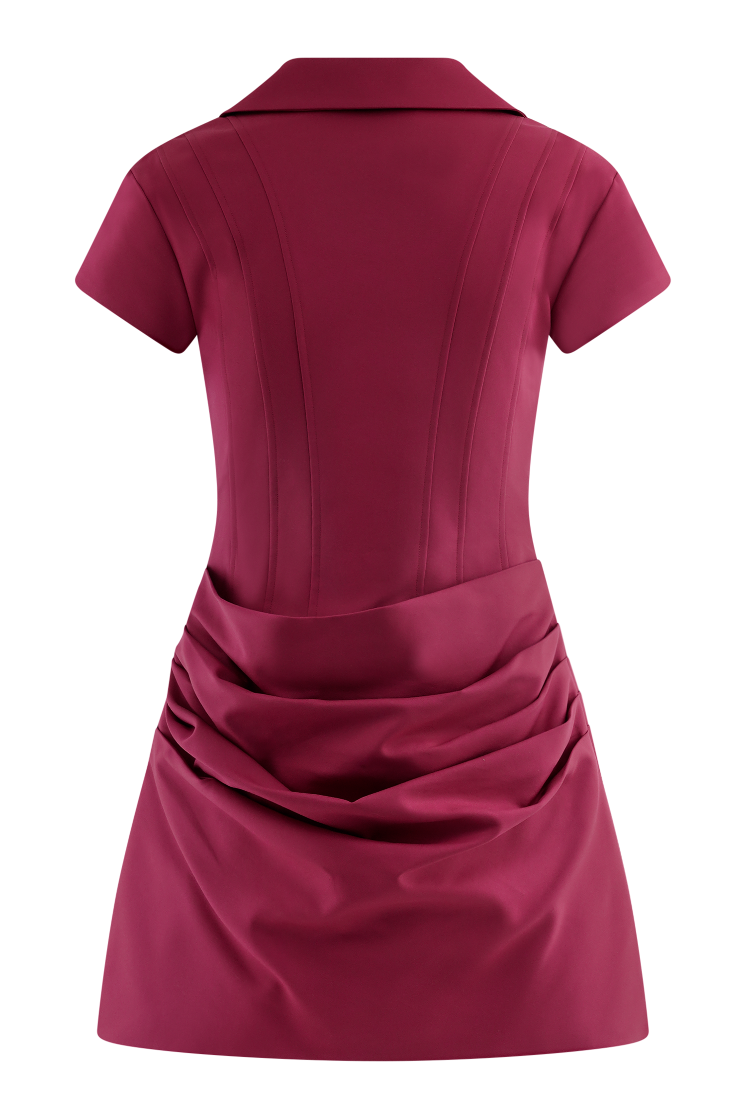 Collared Cotton Mini Dress with Boned Bodice & Draped Skirt | Tarryn