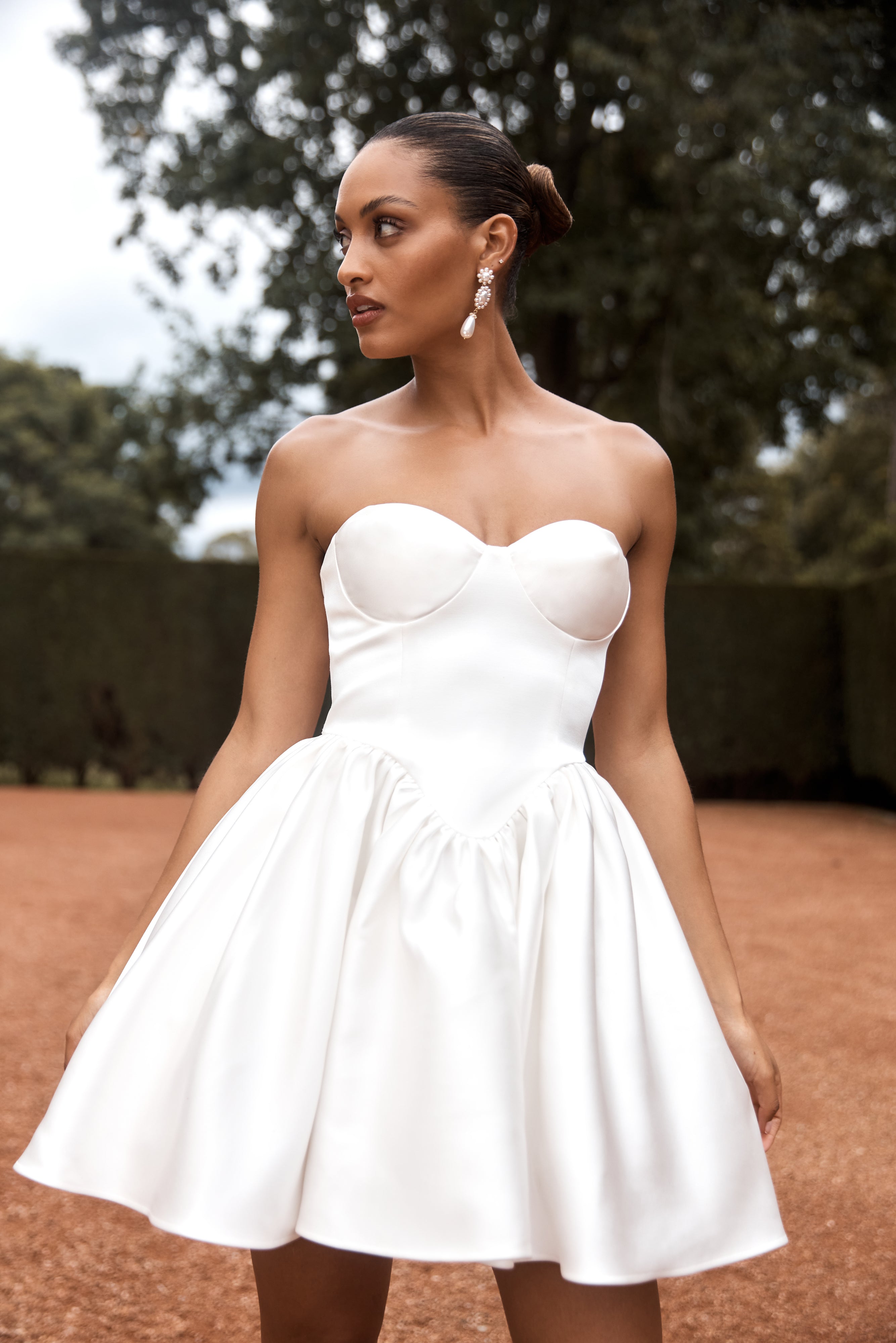 Structured Corset Mini Dress with Princess Neckline | Hollie White