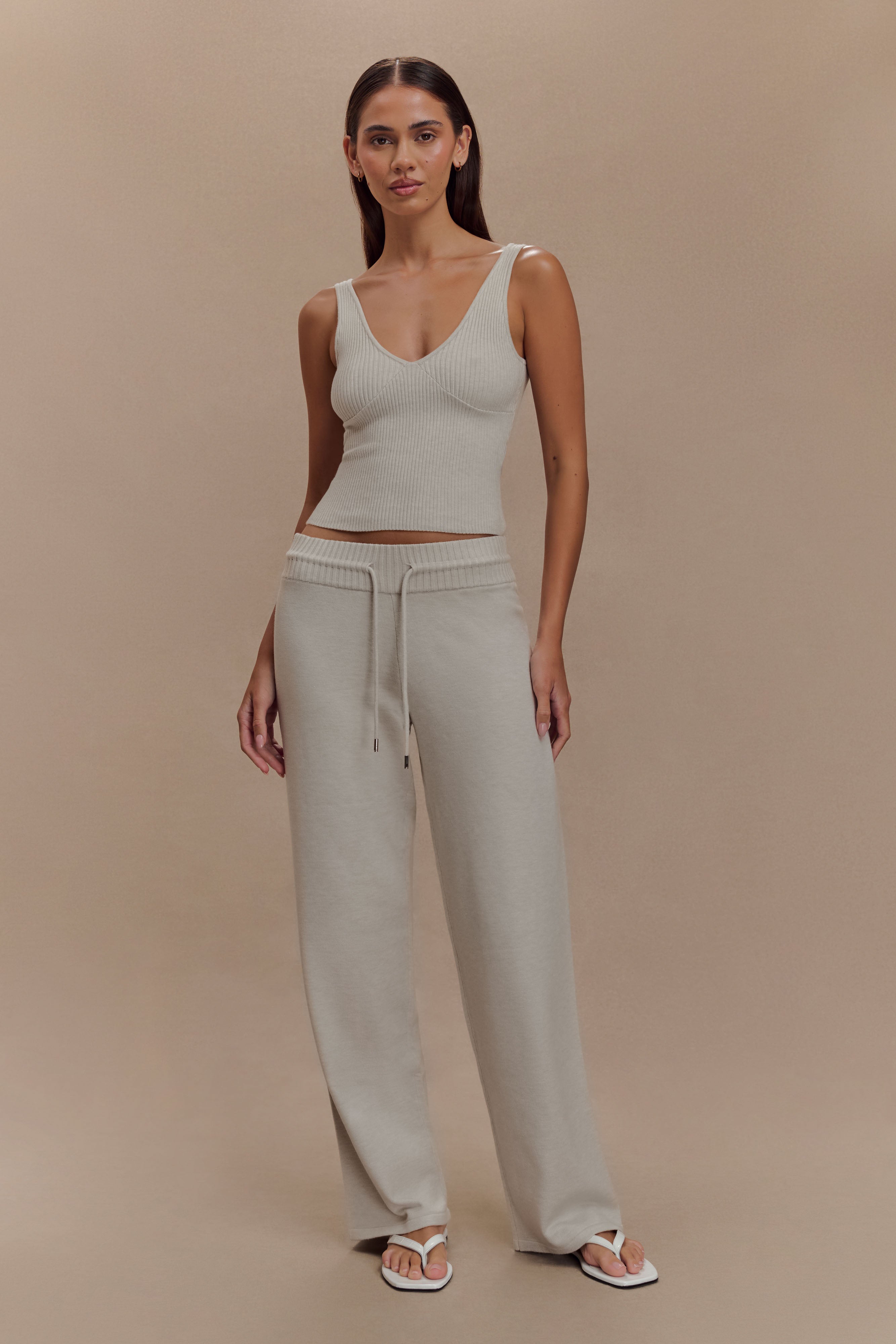 Knit Wide Leg Pants for Women - High Waisted & Adjustable | Natalya