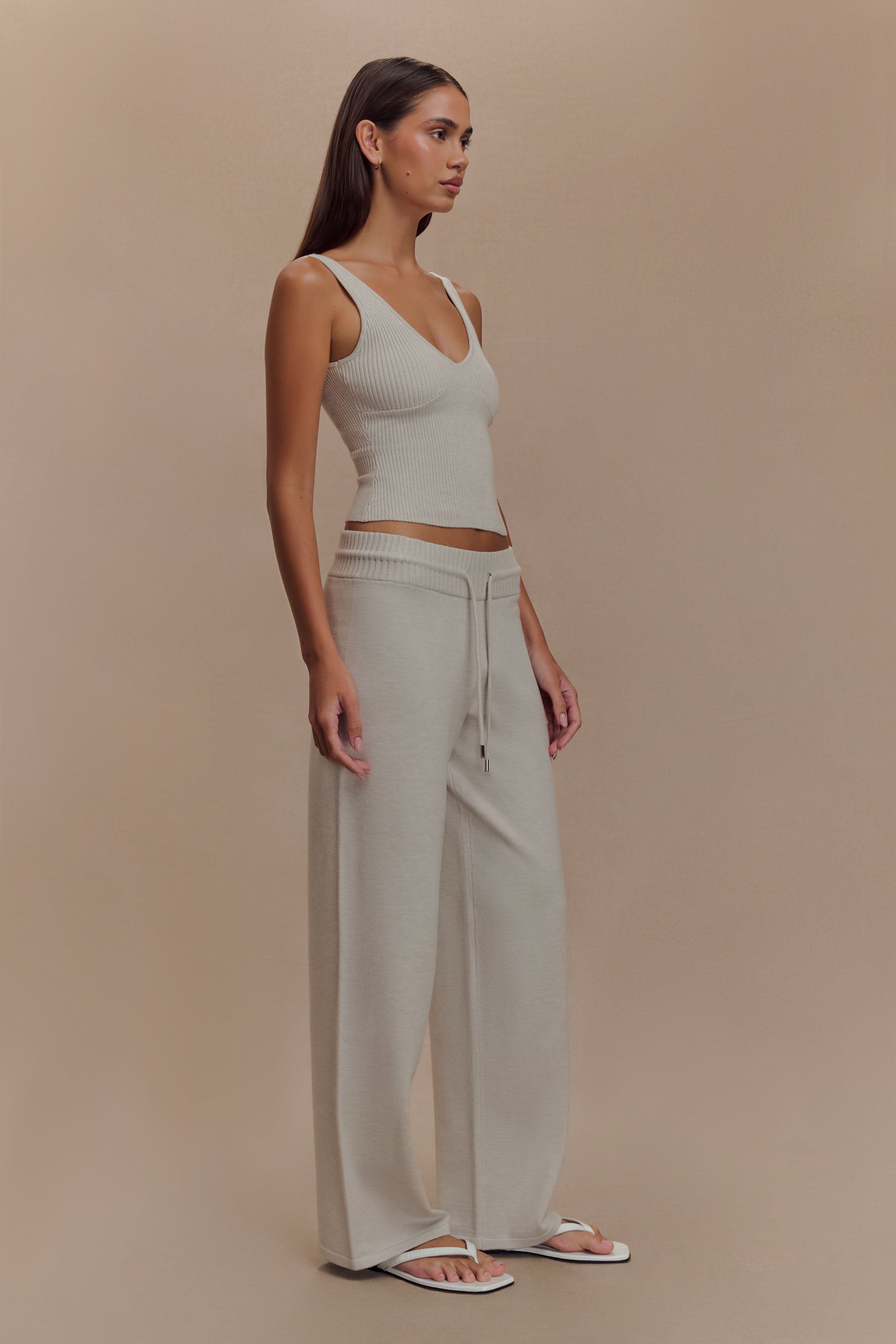 Knit Wide Leg Pants for Women - High Waisted & Adjustable | Natalya
