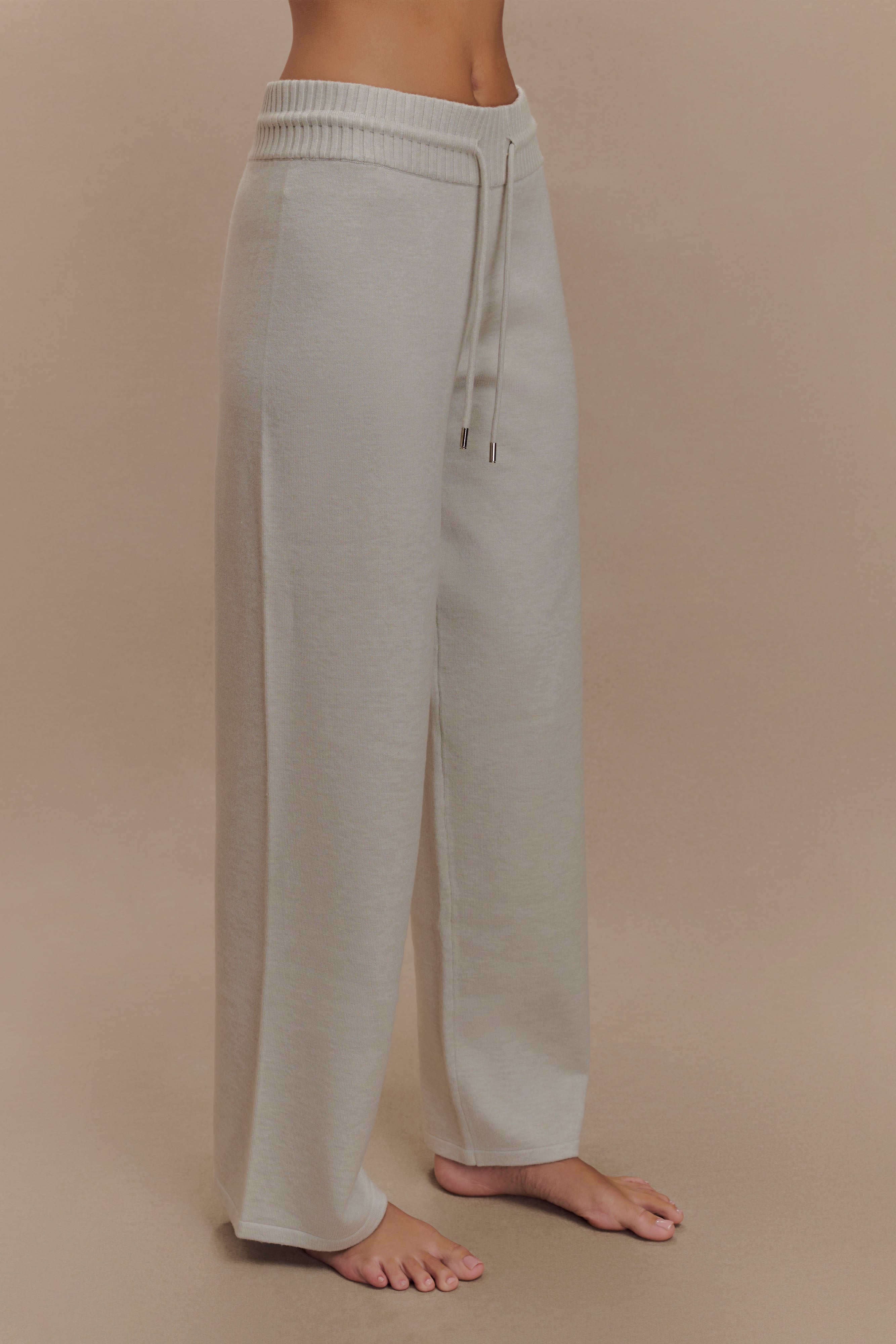 Knit Wide Leg Pants for Women - High Waisted & Adjustable | Natalya