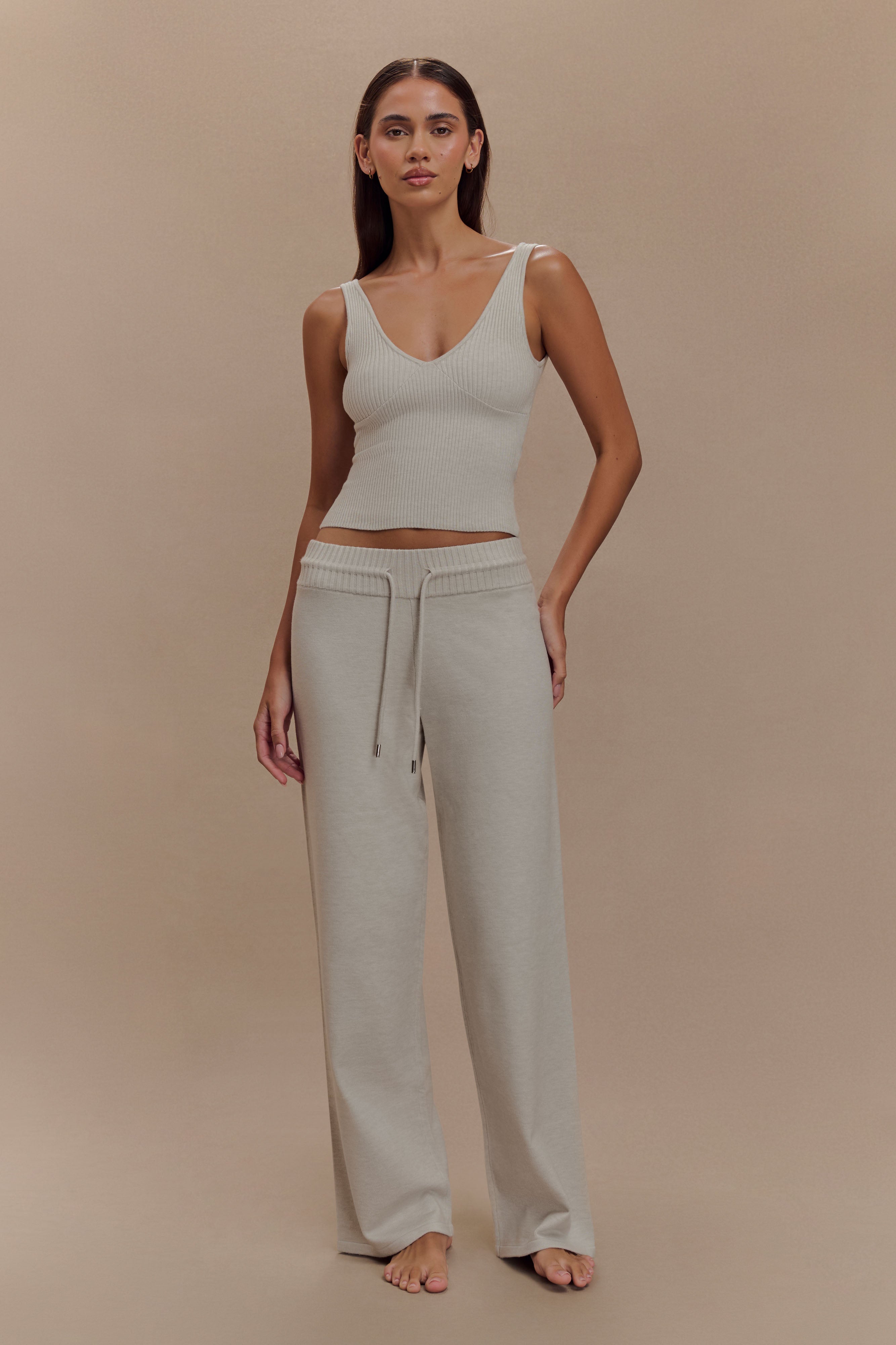 Knit Wide Leg Pants for Women - High Waisted & Adjustable | Natalya