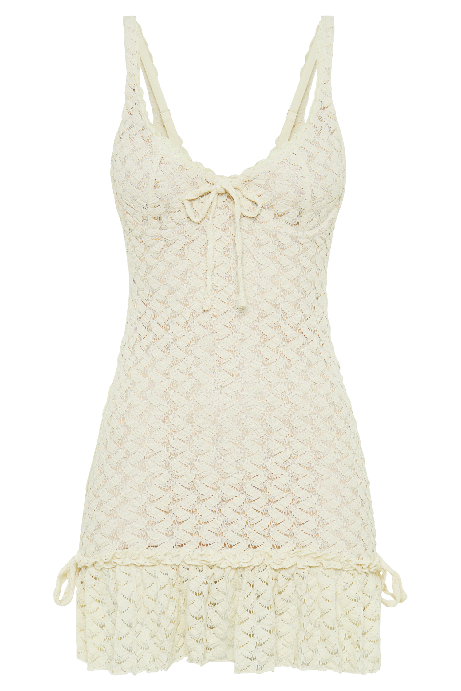 Lace Mini Dress with Bust Cups & Adjustable Straps | Marietta Ivory