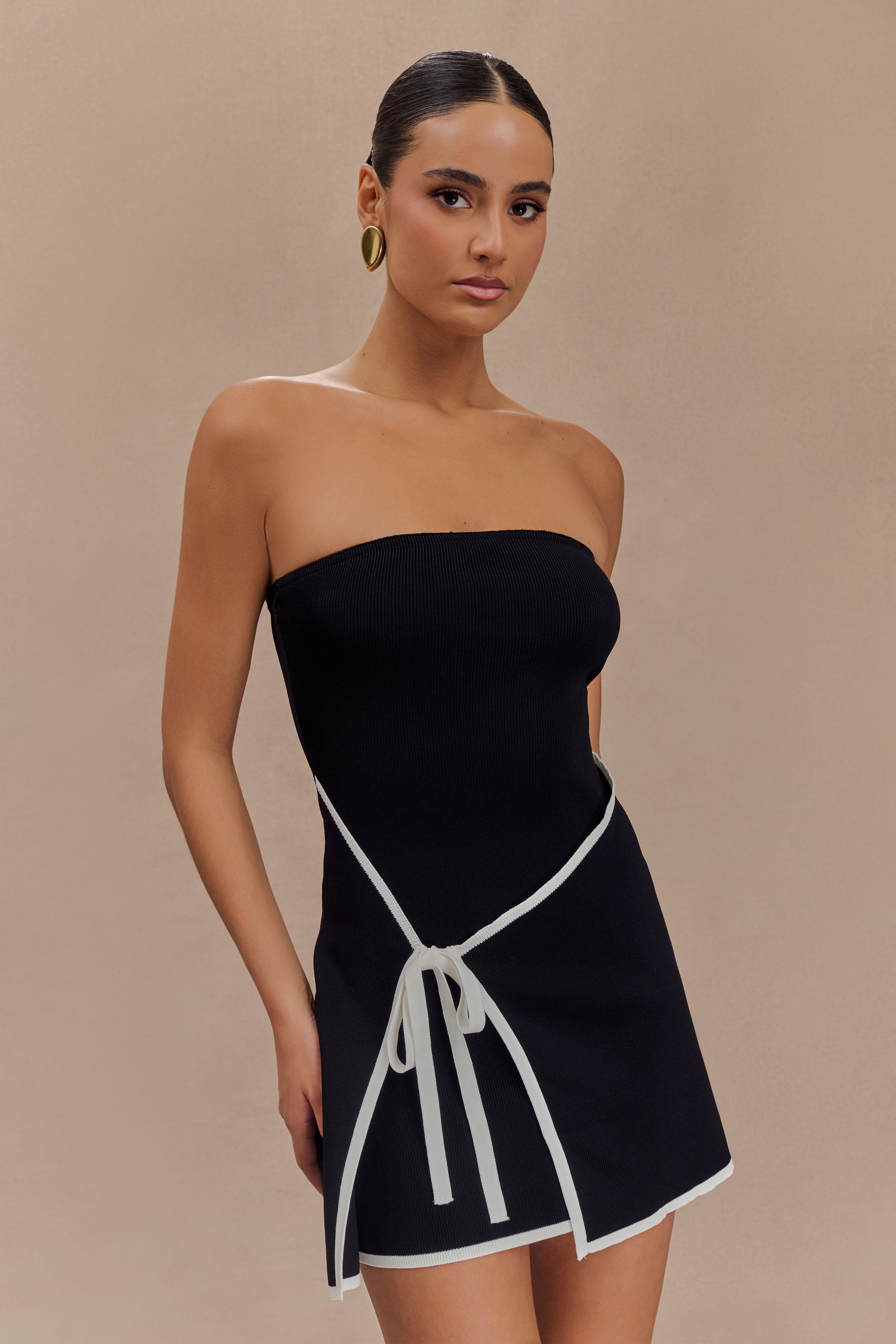 Strapless Knit Mini Dress for Evenings & Summer | Rian Black