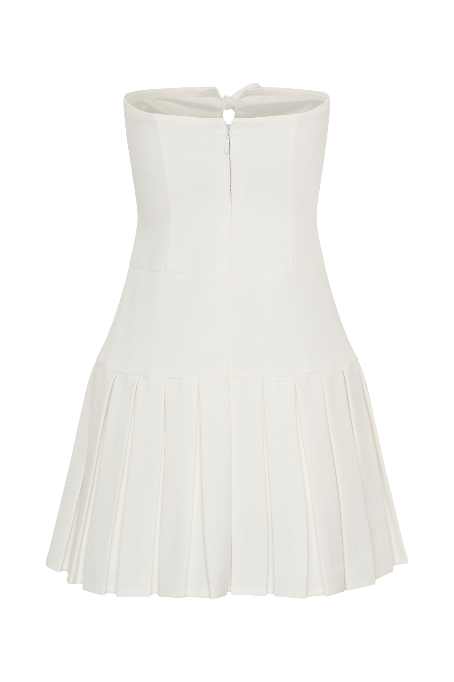 Pleated Mini Dress with Ties for Women | Naya White