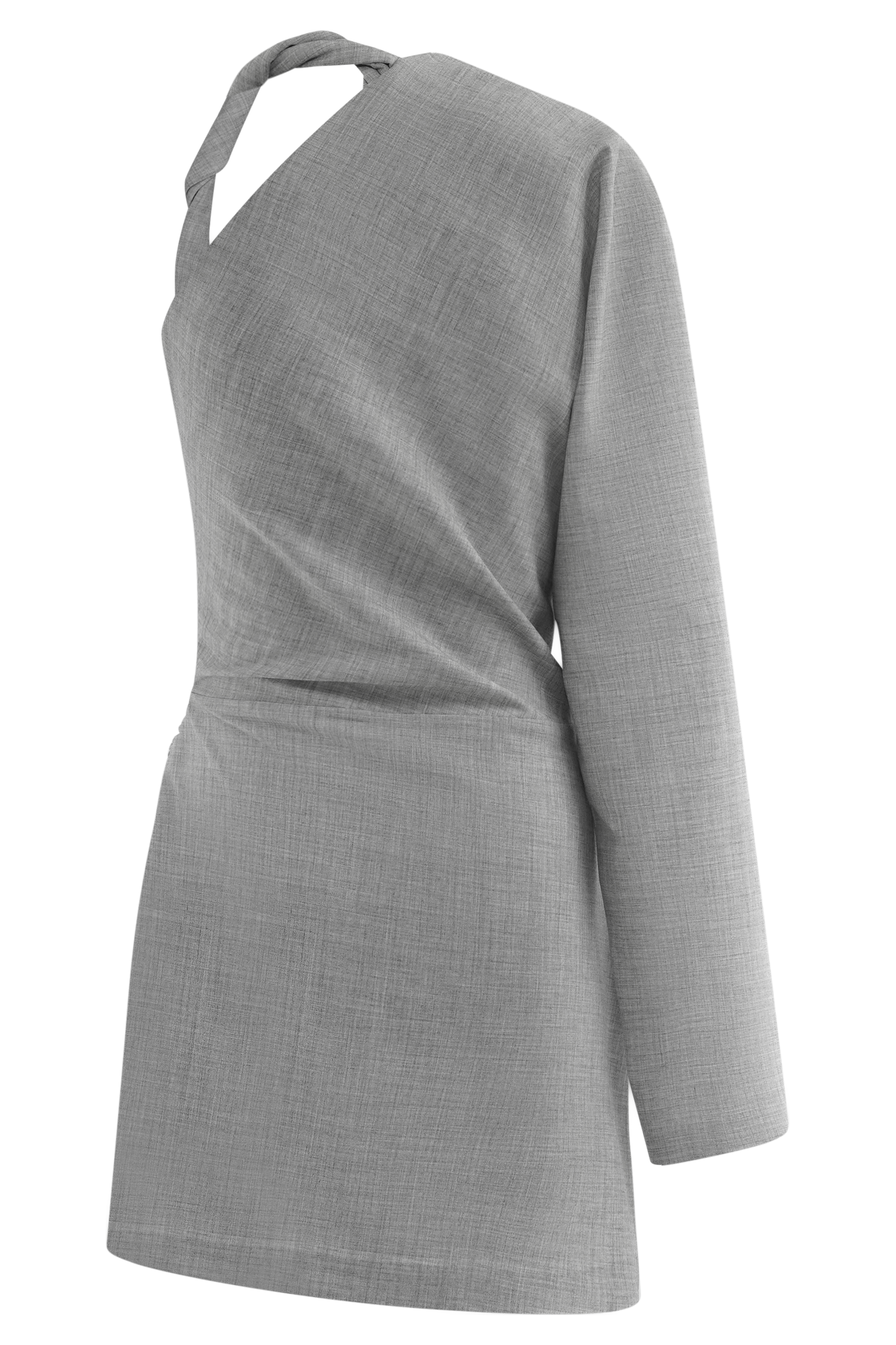 One-Shoulder Mini Dress with Twisted Strap | Dorian Charcoal Marle