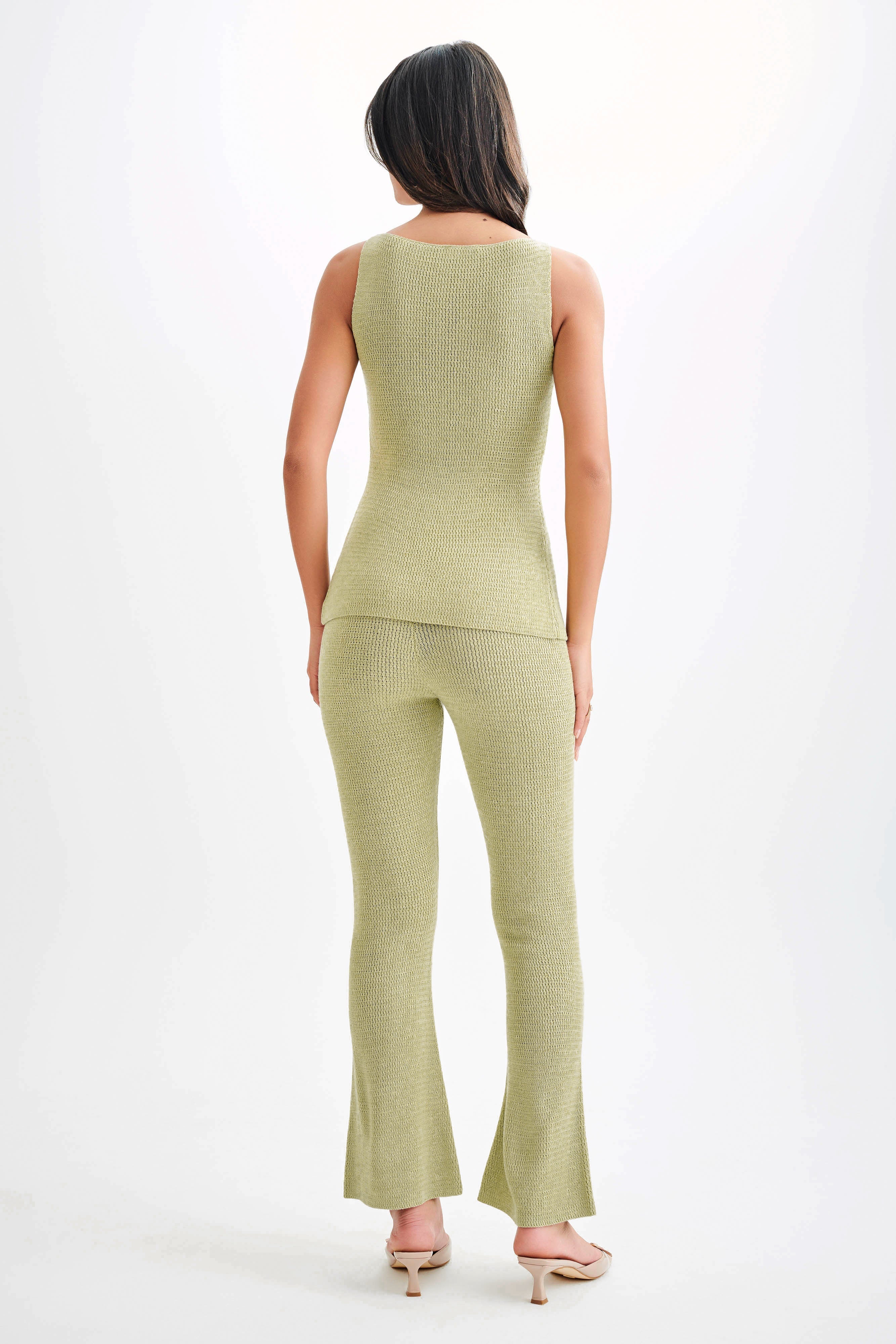 Knit Tank Top with Split Neckline & Longline Silhouette | Ridley