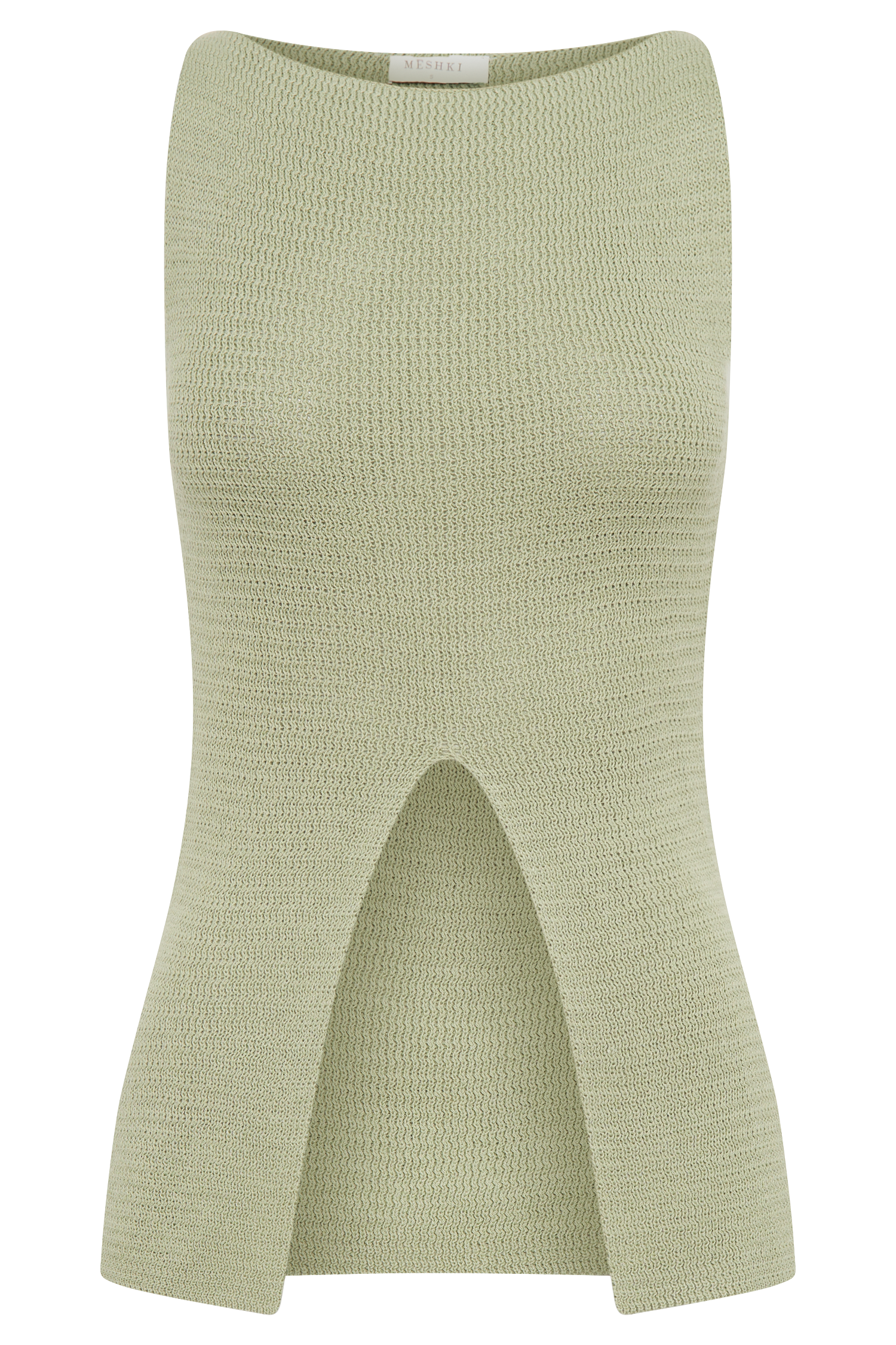 Knit Tank Top with Split Neckline & Longline Silhouette | Ridley