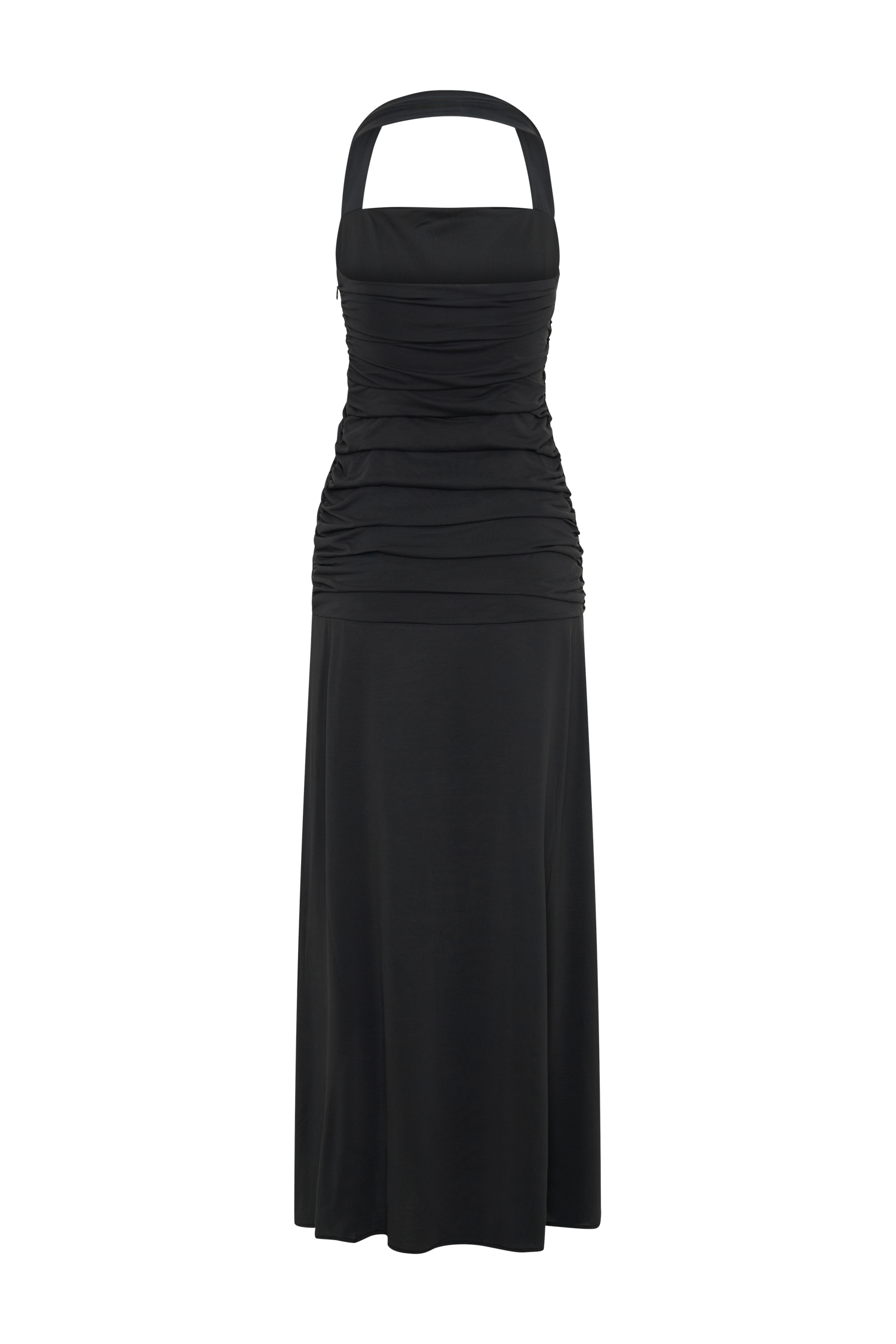 Halter Maxi Dress with Ruched Bodice & Leg Split | Bentley Peached Jersey