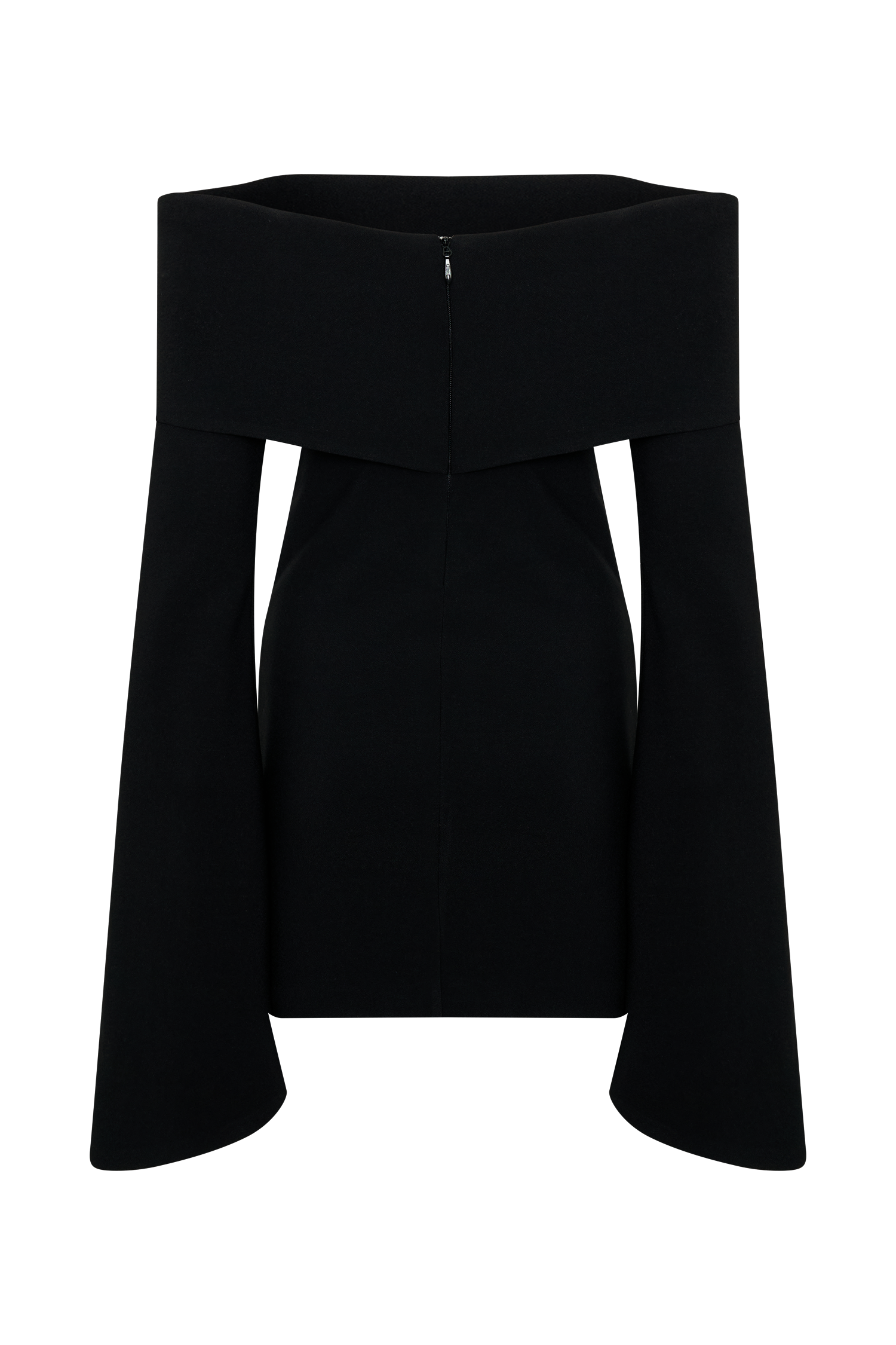Off Shoulder Mini Dress with Long Sleeves & Ruched Detail | Dominique Black
