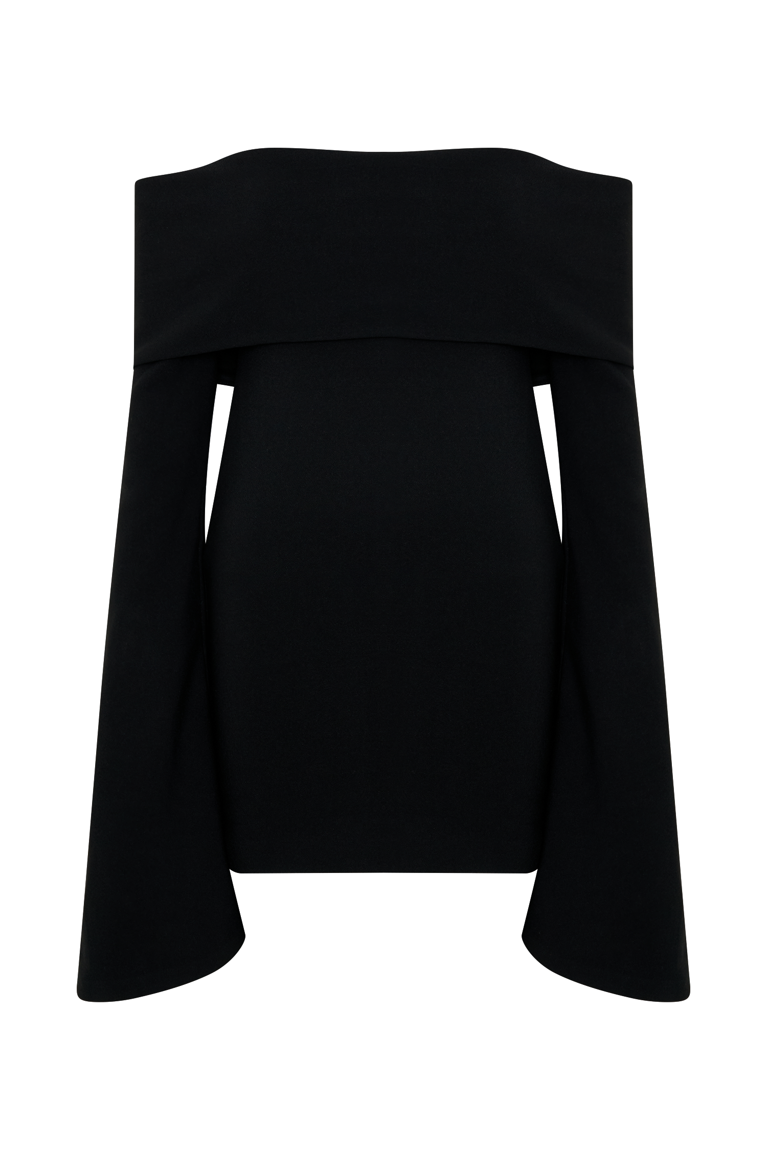 Off Shoulder Mini Dress with Long Sleeves & Ruched Detail | Dominique Black