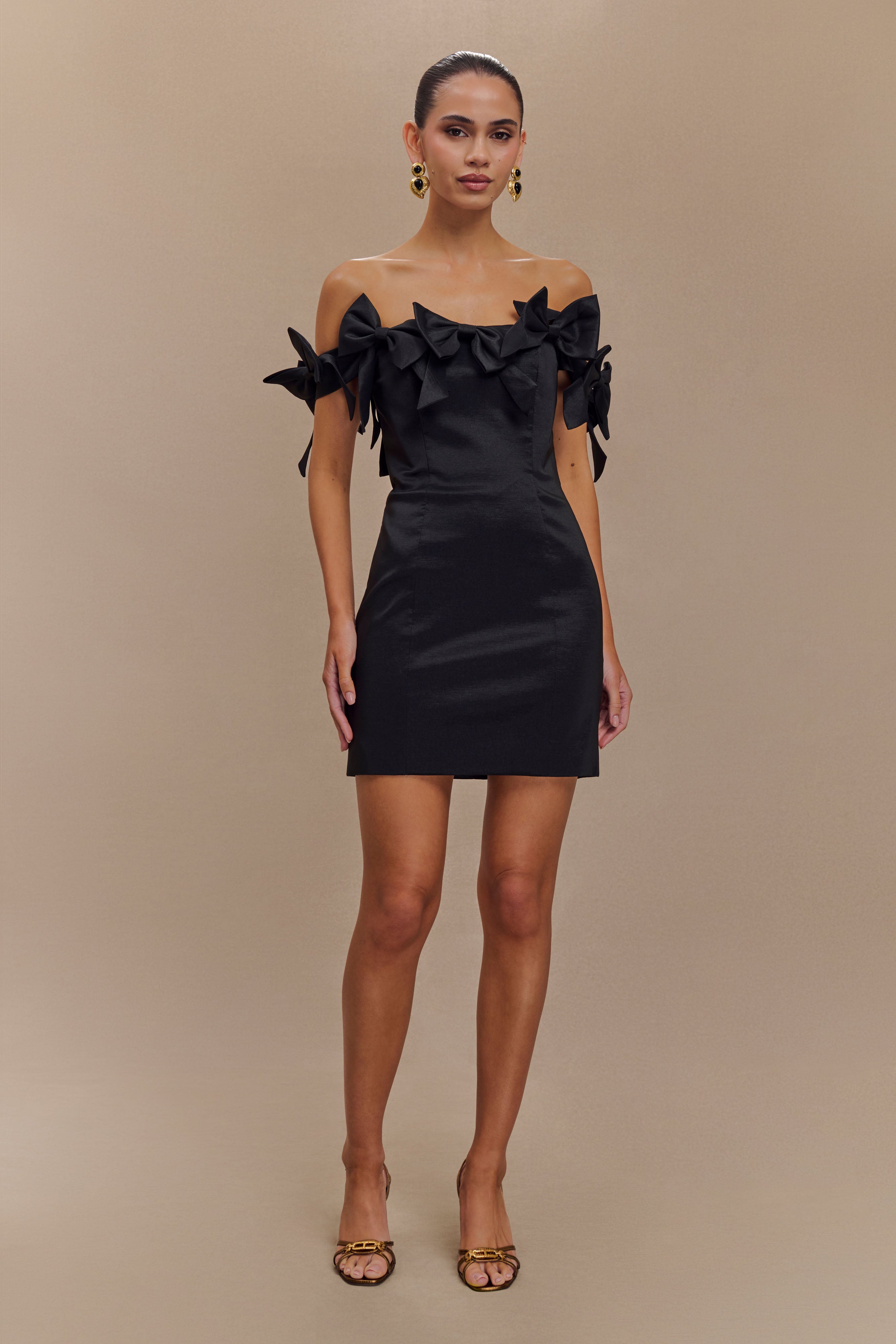 Strapless Bow Mini Dress for Night Out | Rose Black