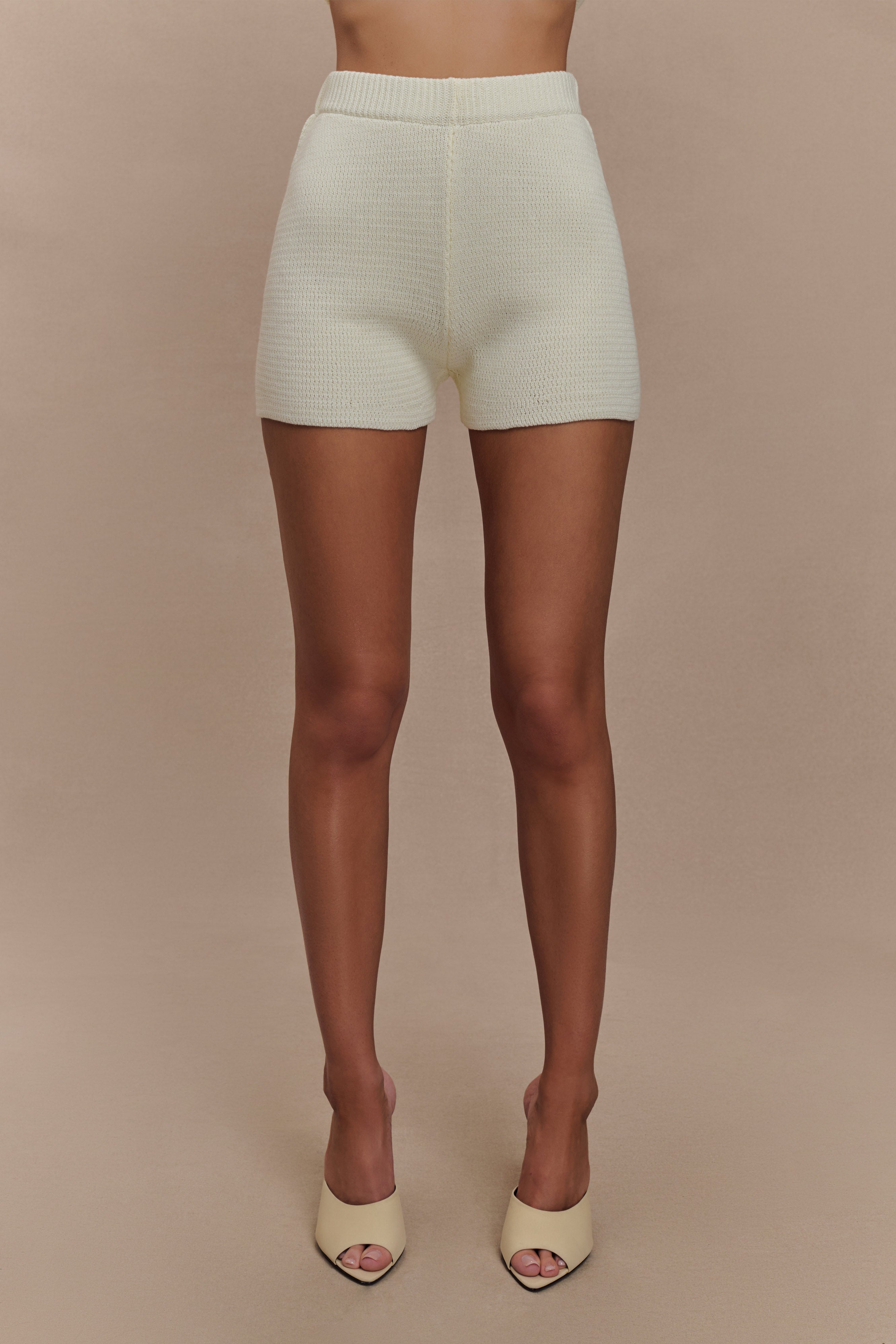 Soft Knit High-Rise Shorts for Women | NOAH Ivory