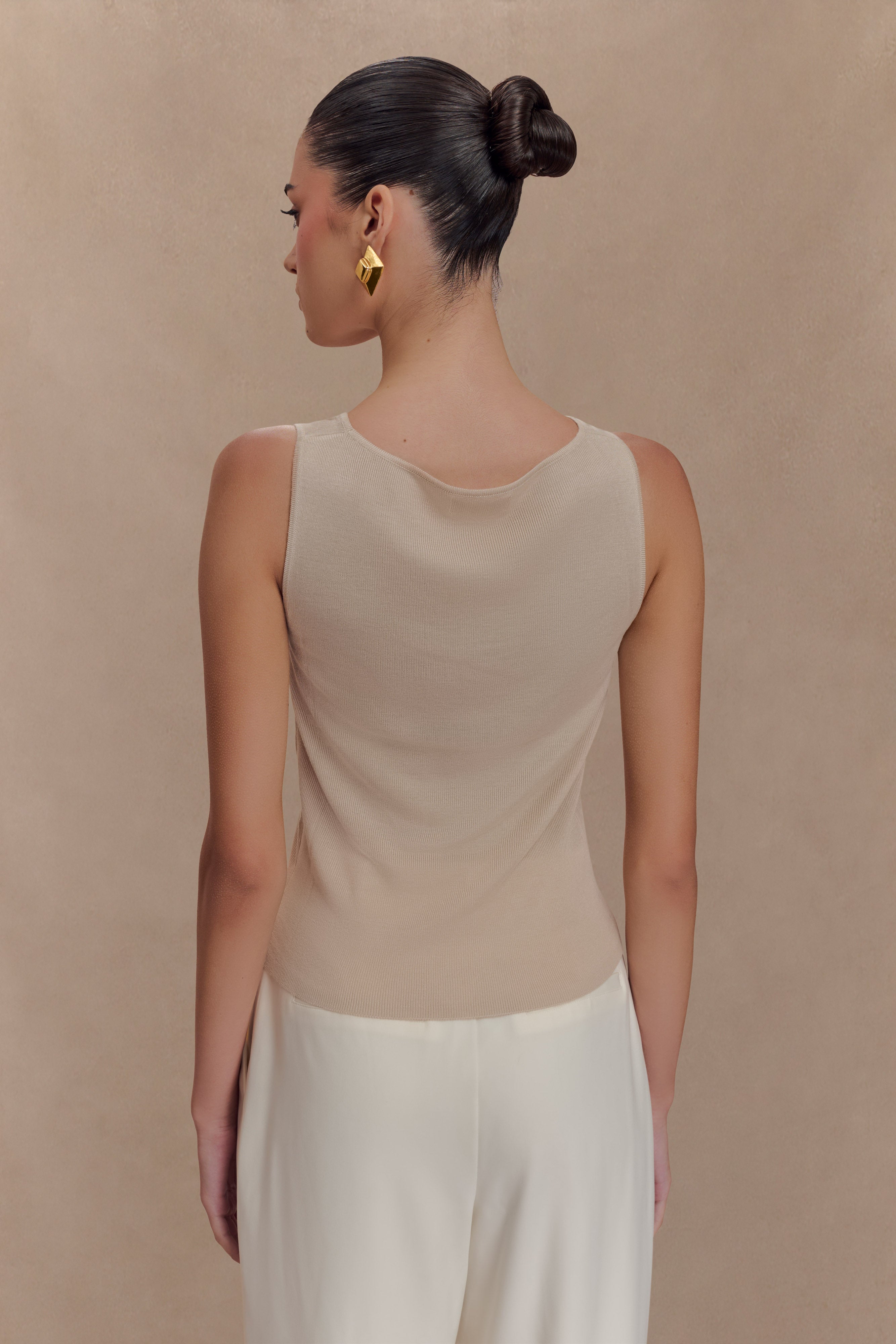 Effortlessly Chic Sleeveless Knit Top with Cowl Neck | Brenda