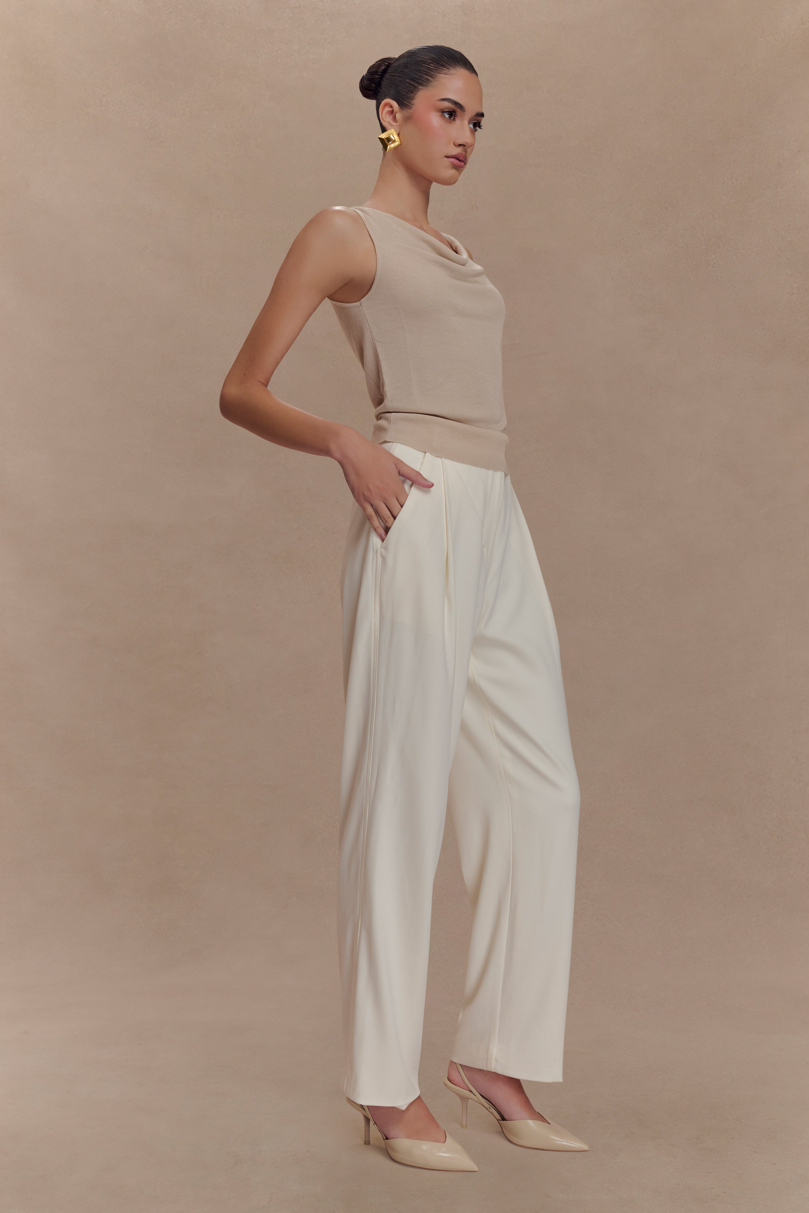 Effortlessly Chic Sleeveless Knit Top with Cowl Neck | Brenda