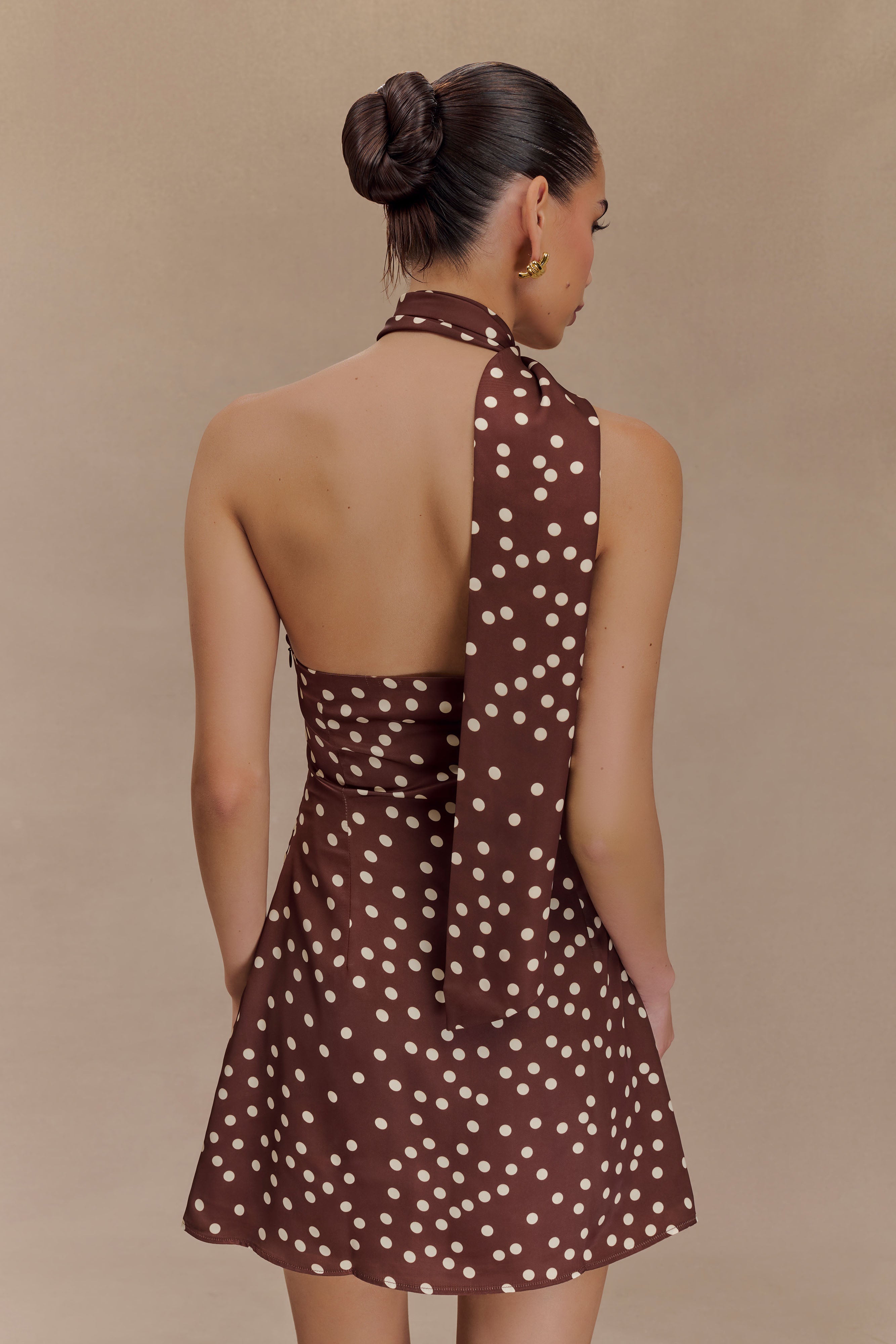 Satin Mini Dress with Asymmetrical Neckline & Side Zipper | Joan