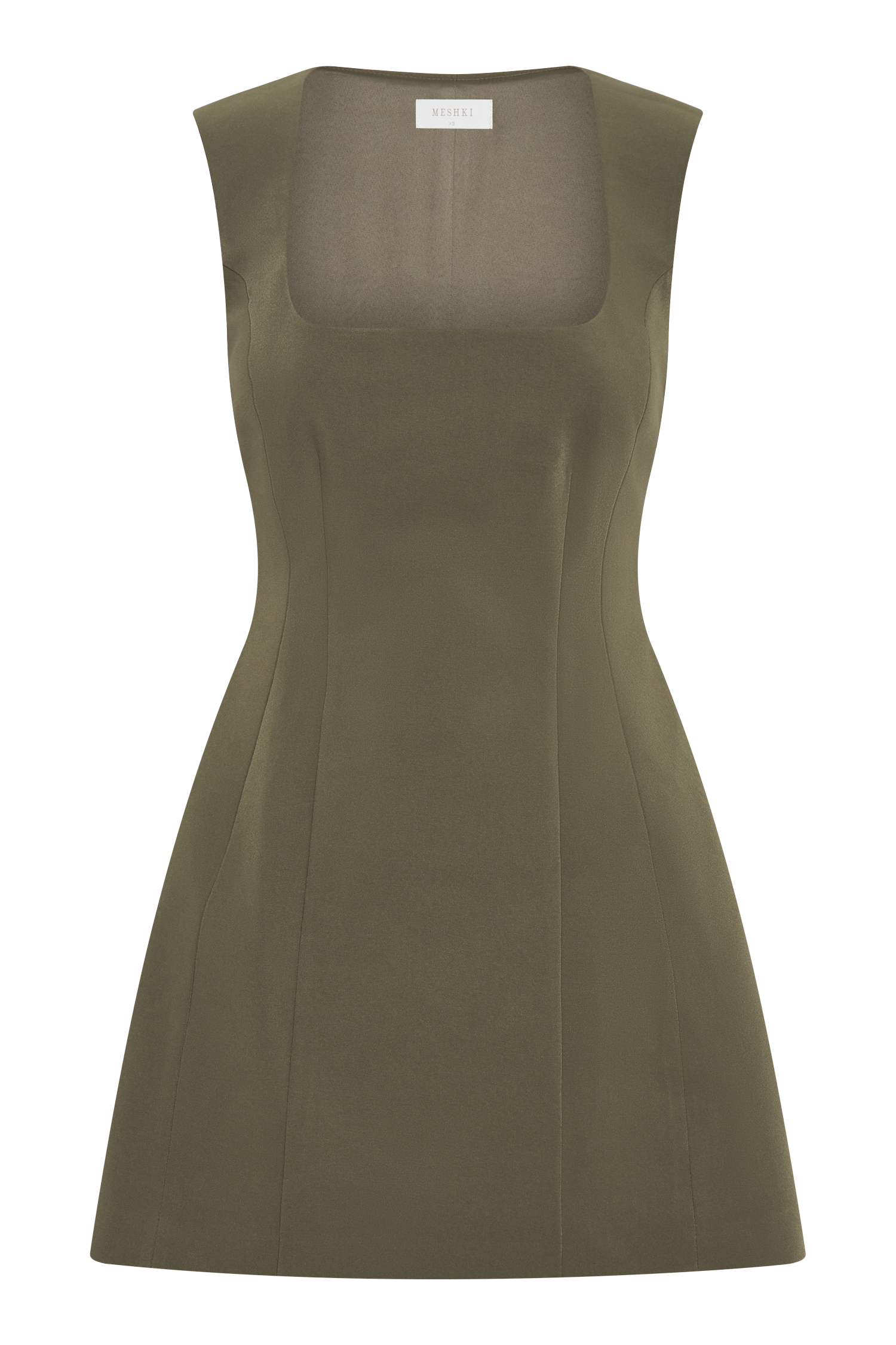 Crepe Mini Dress with Square Neckline & Bubble Skirt | Lysandre