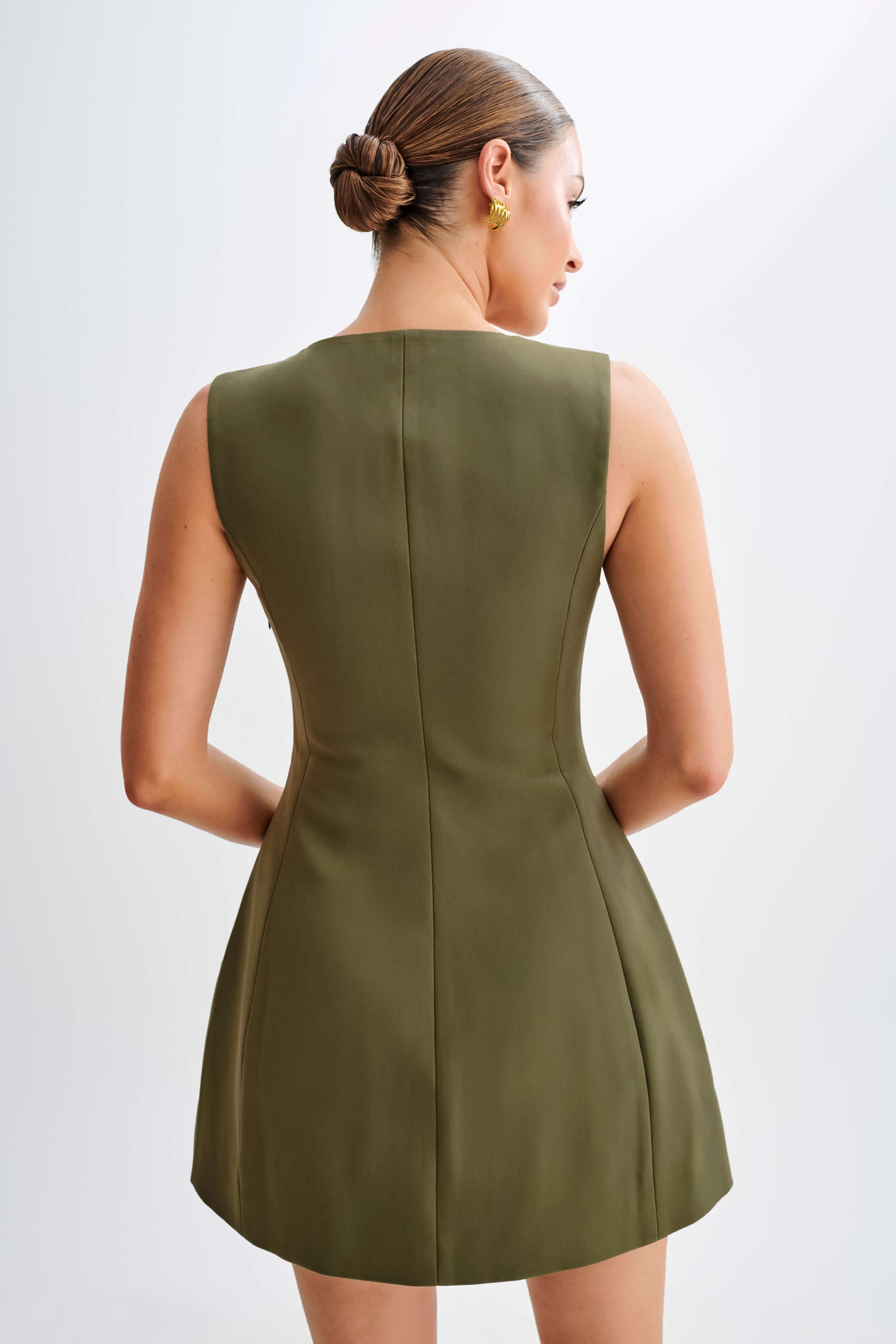 Crepe Mini Dress with Square Neckline & Bubble Skirt | Lysandre