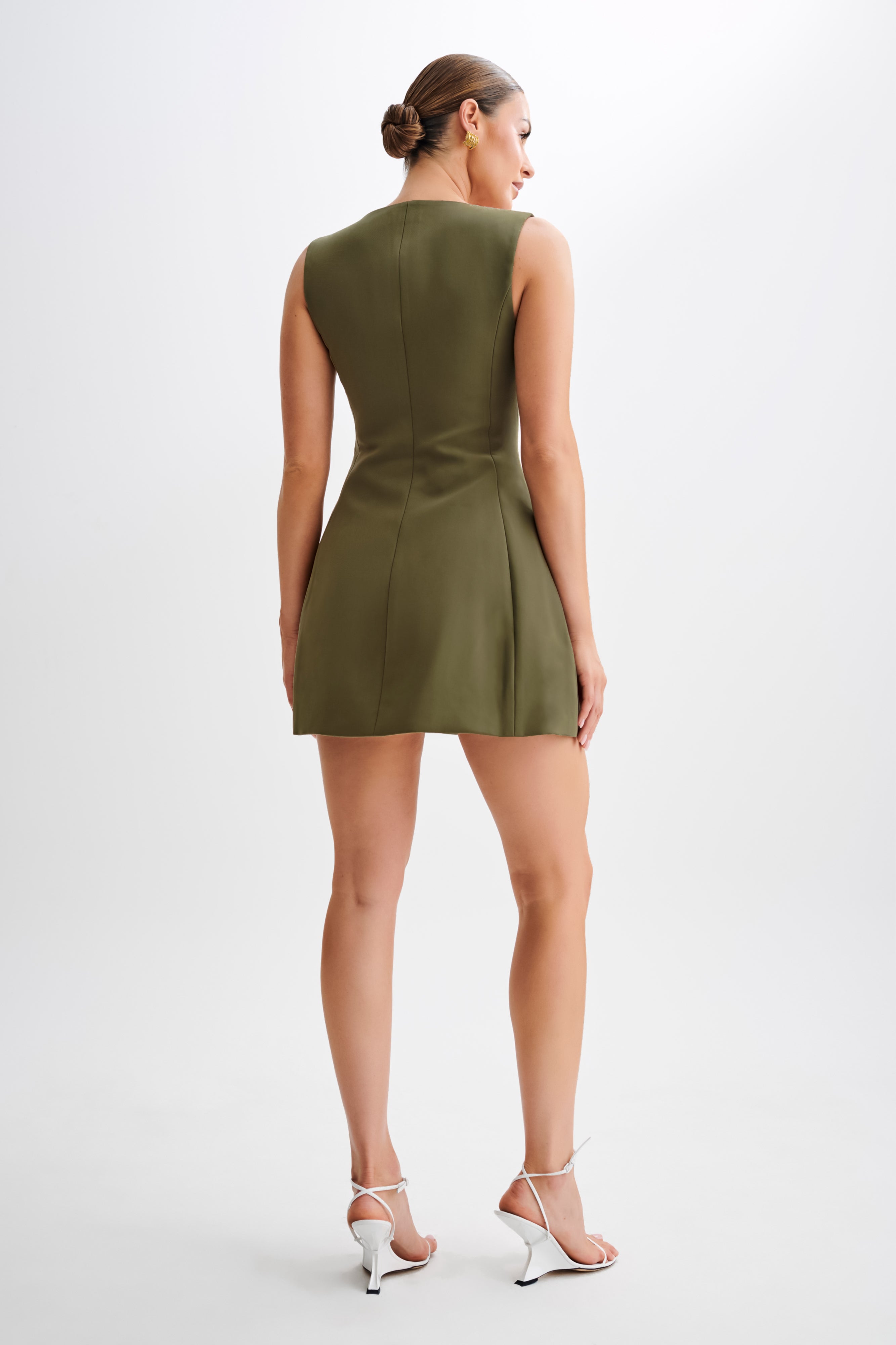 Crepe Mini Dress with Square Neckline & Bubble Skirt | Lysandre