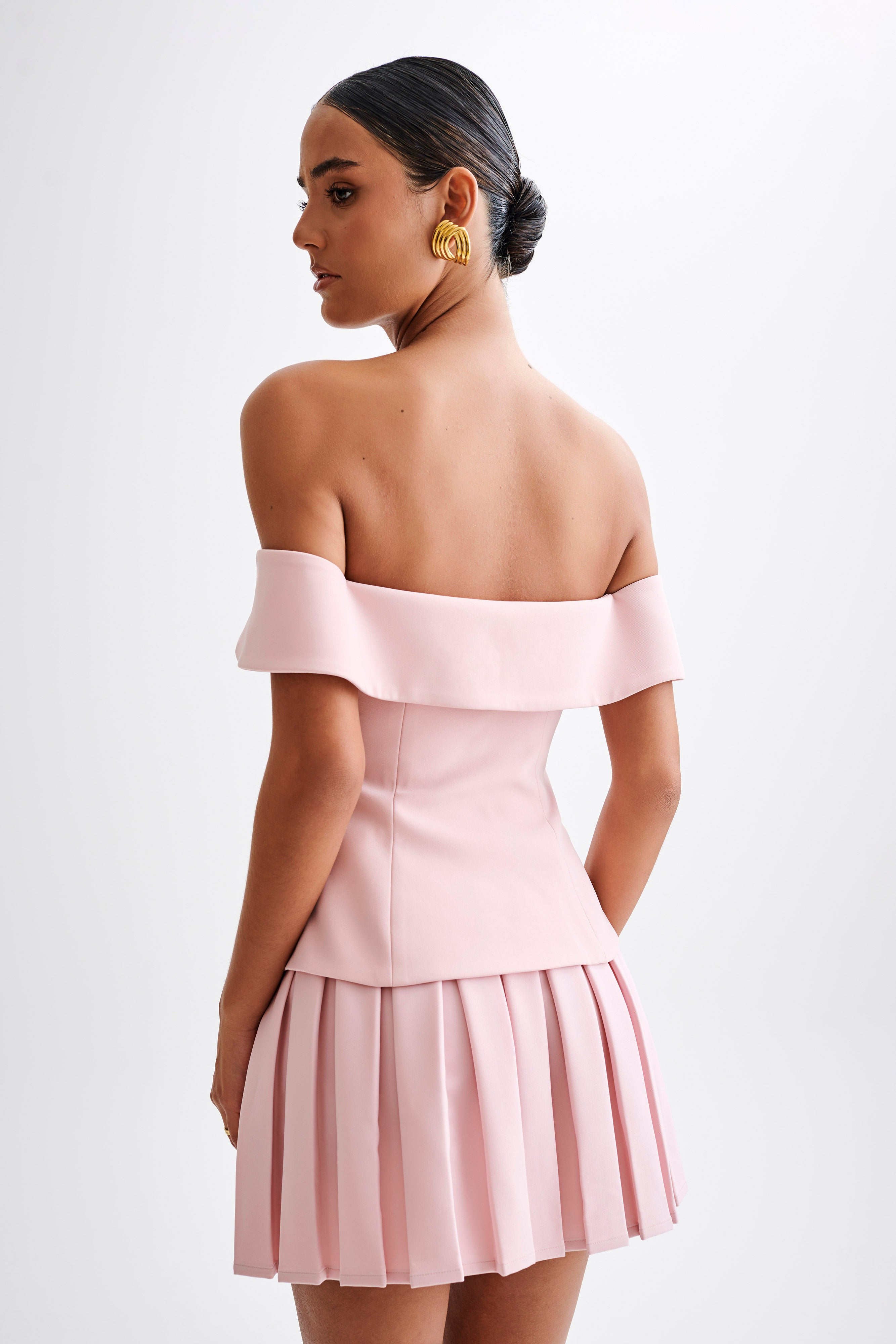 Strapless Suiting Top with Double-Breasted Closure | Krista Baby Pink