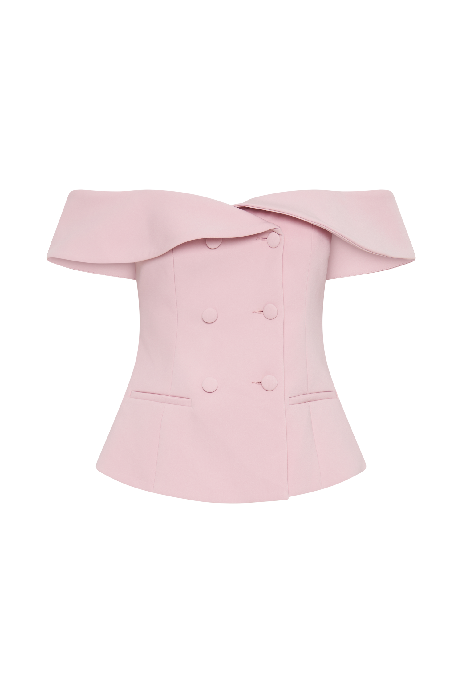 Strapless Suiting Top with Double-Breasted Closure | Krista Baby Pink