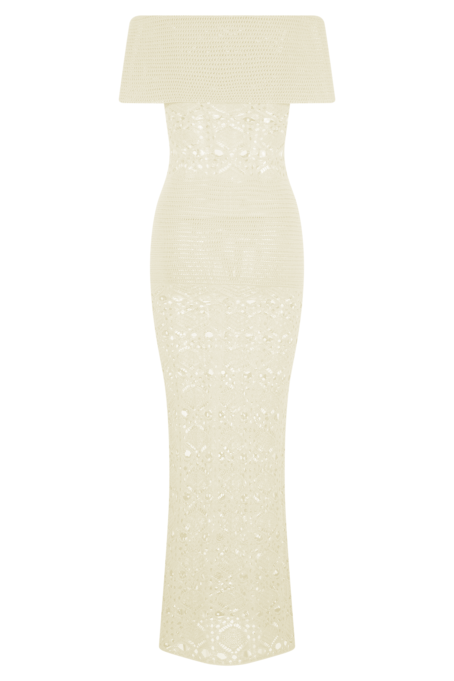 Off Shoulder Crochet Maxi Dress for Summer | Solstice Ivory