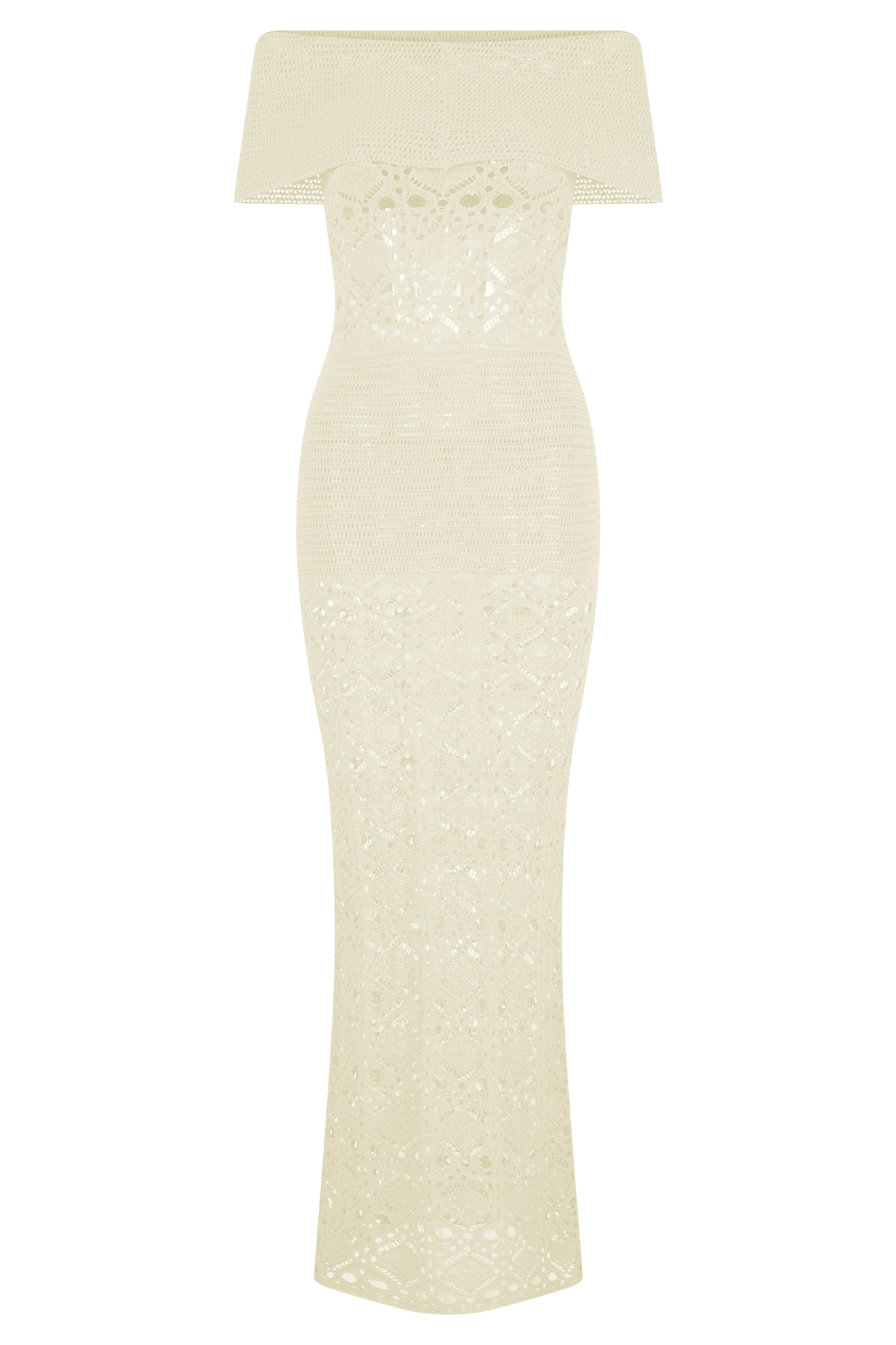 Off Shoulder Crochet Maxi Dress for Summer | Solstice Ivory