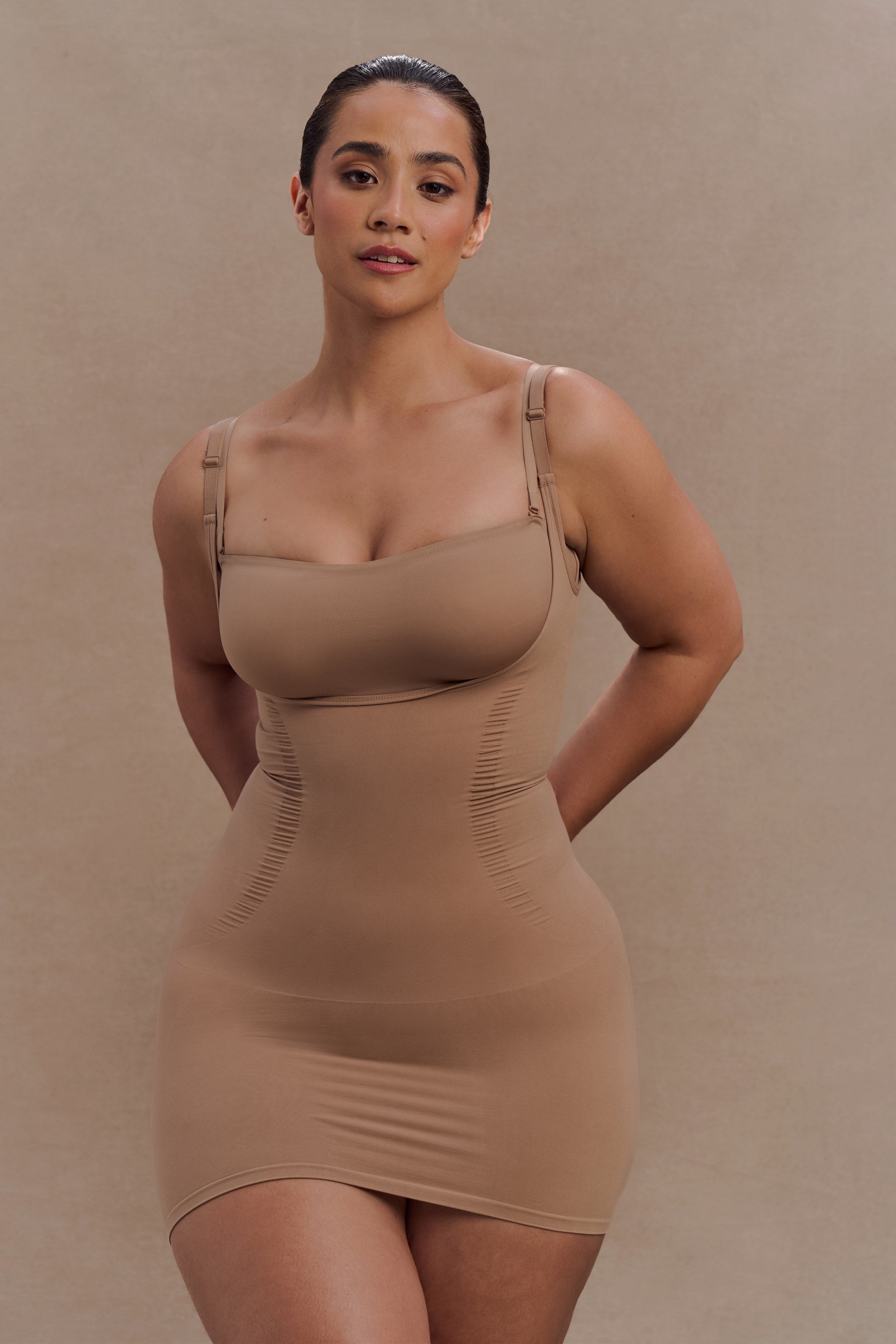 Backless Shapewear Dress with Waist Sculpting | Jocelyn Latte