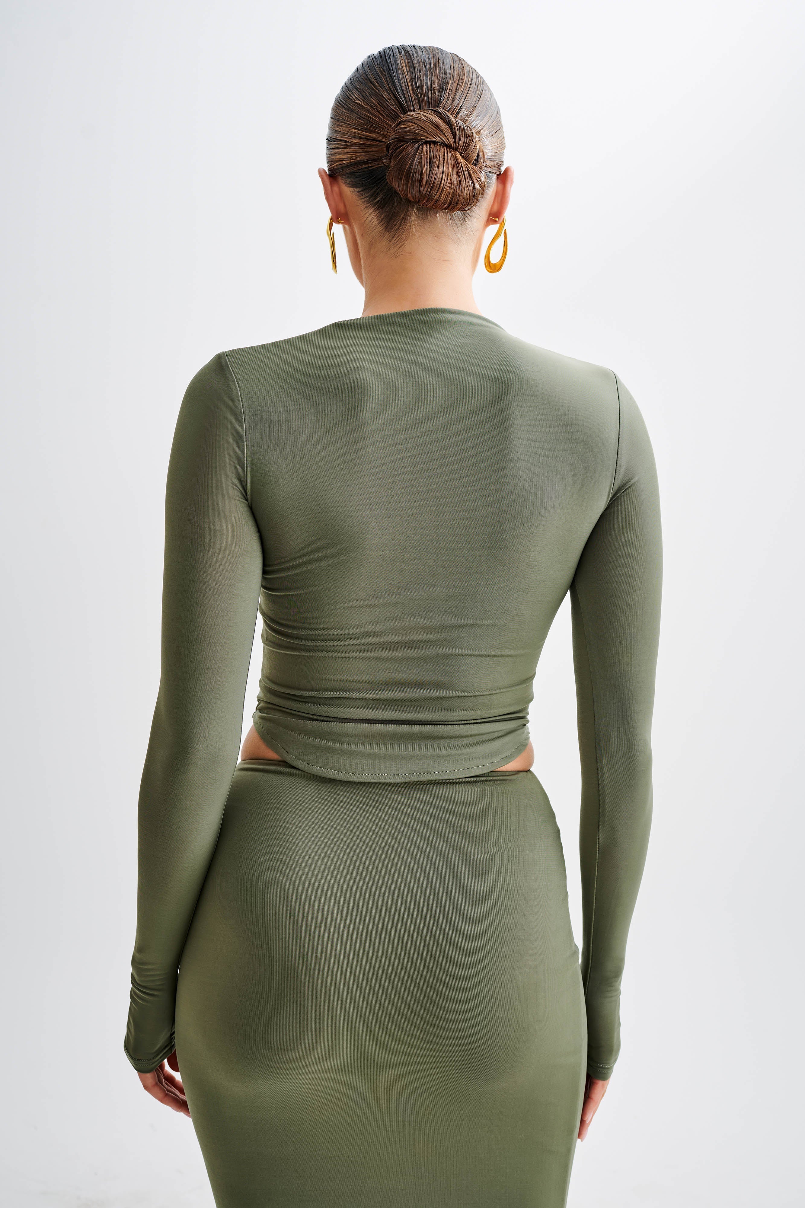 Long Sleeve Bodycon Top with Asymmetrical Cut Out | Bruna