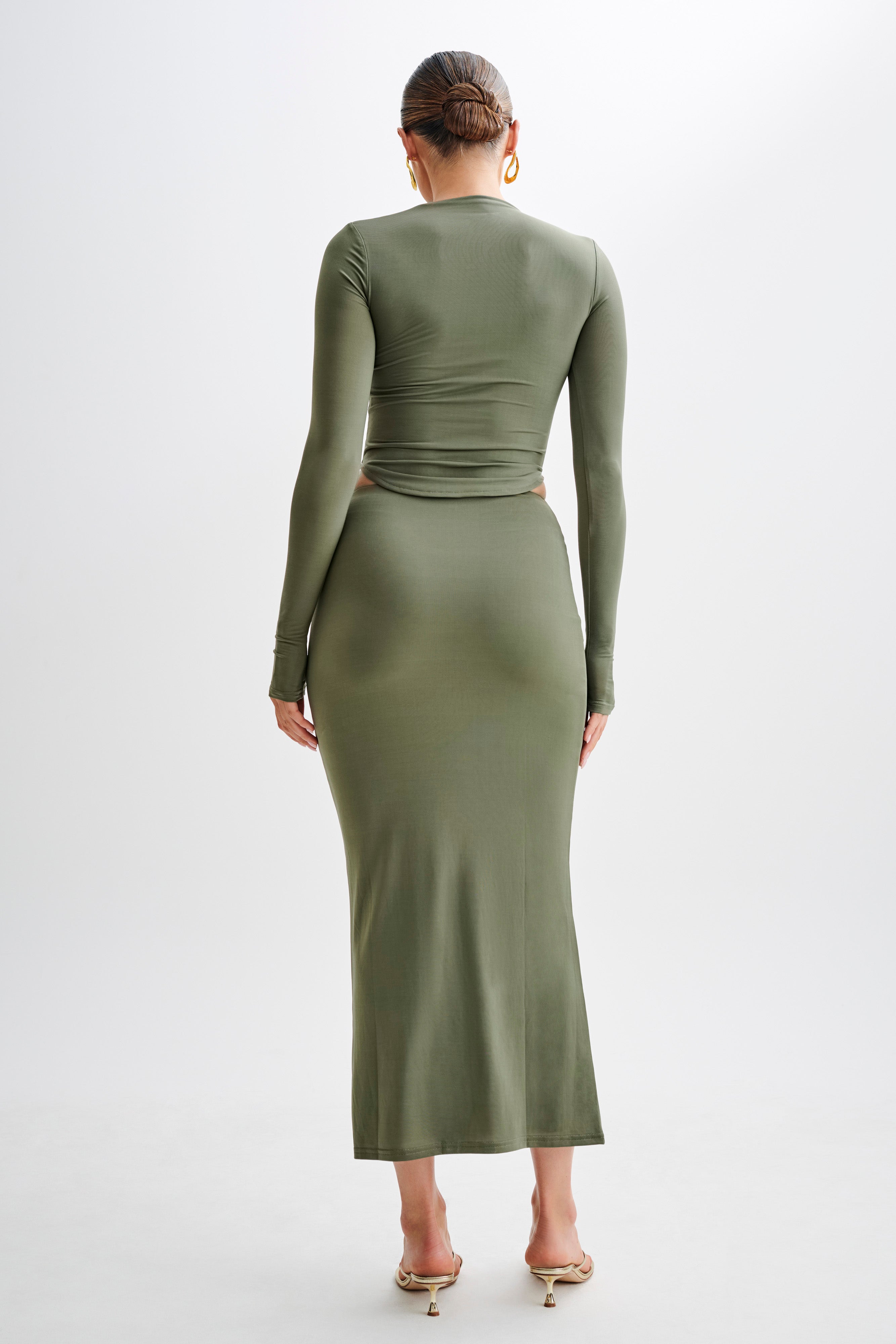 Long Sleeve Bodycon Top with Asymmetrical Cut Out | Bruna