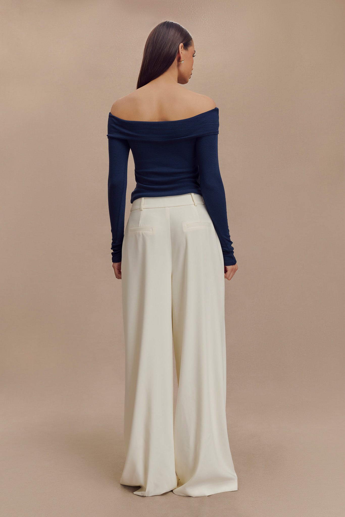 Cut Out Modal Long Sleeve Top with Bardot Neckline | Briah