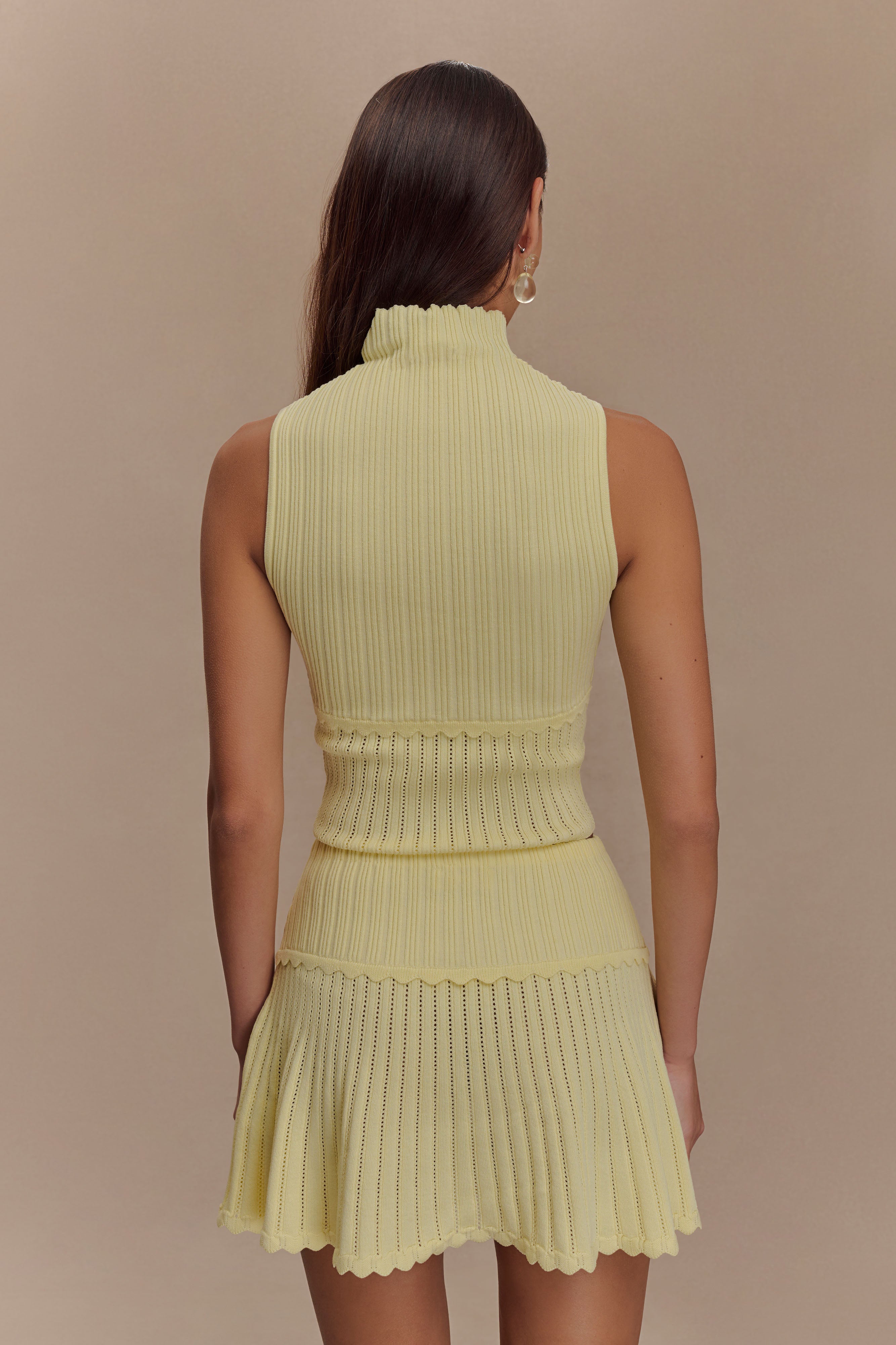Pointelle Knit Sleeveless Top with Scalloped Waist | INDY
