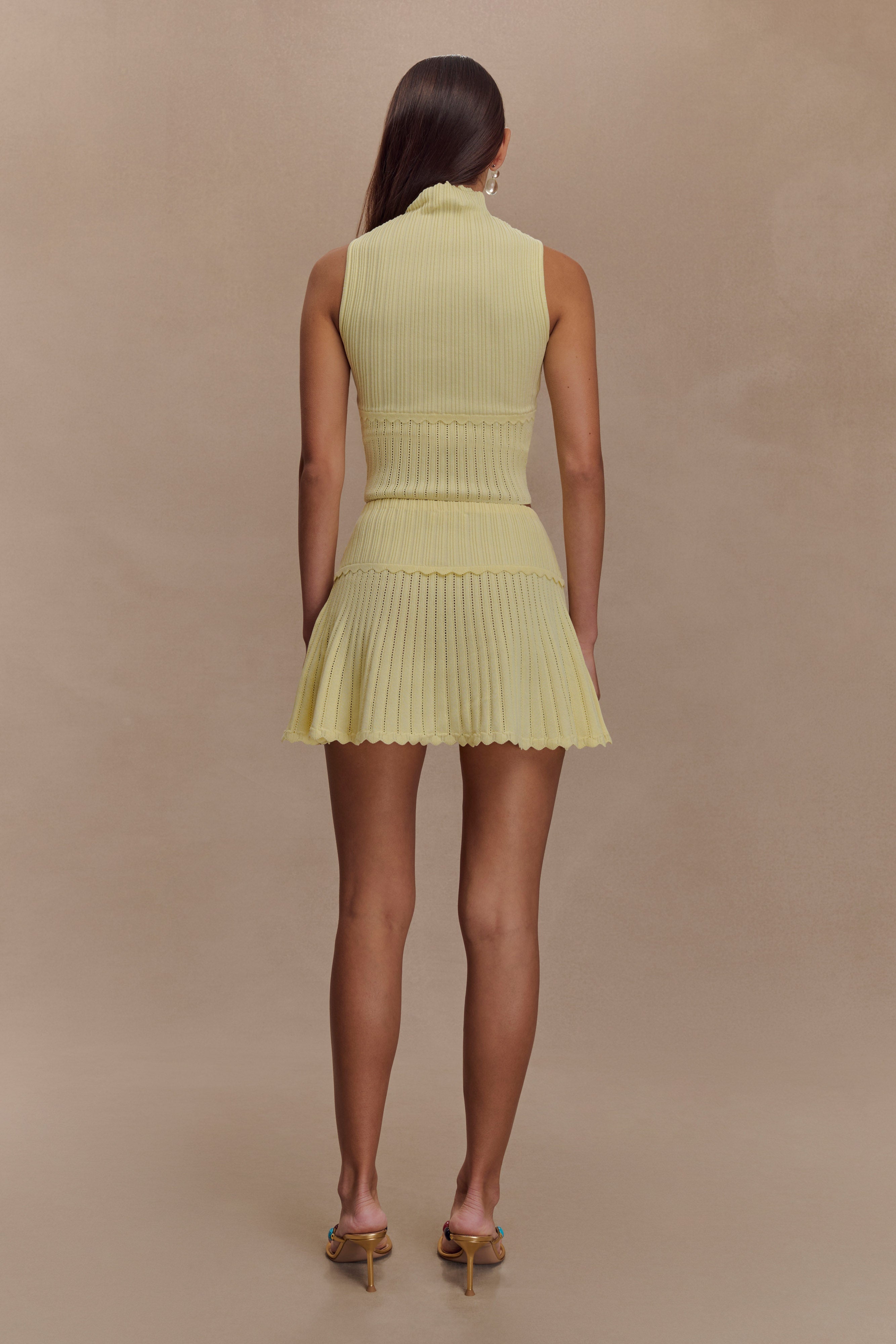 Pointelle Knit Sleeveless Top with Scalloped Waist | INDY