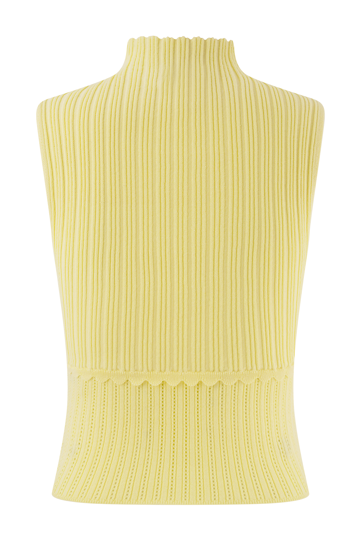 Pointelle Knit Sleeveless Top with Scalloped Waist | INDY