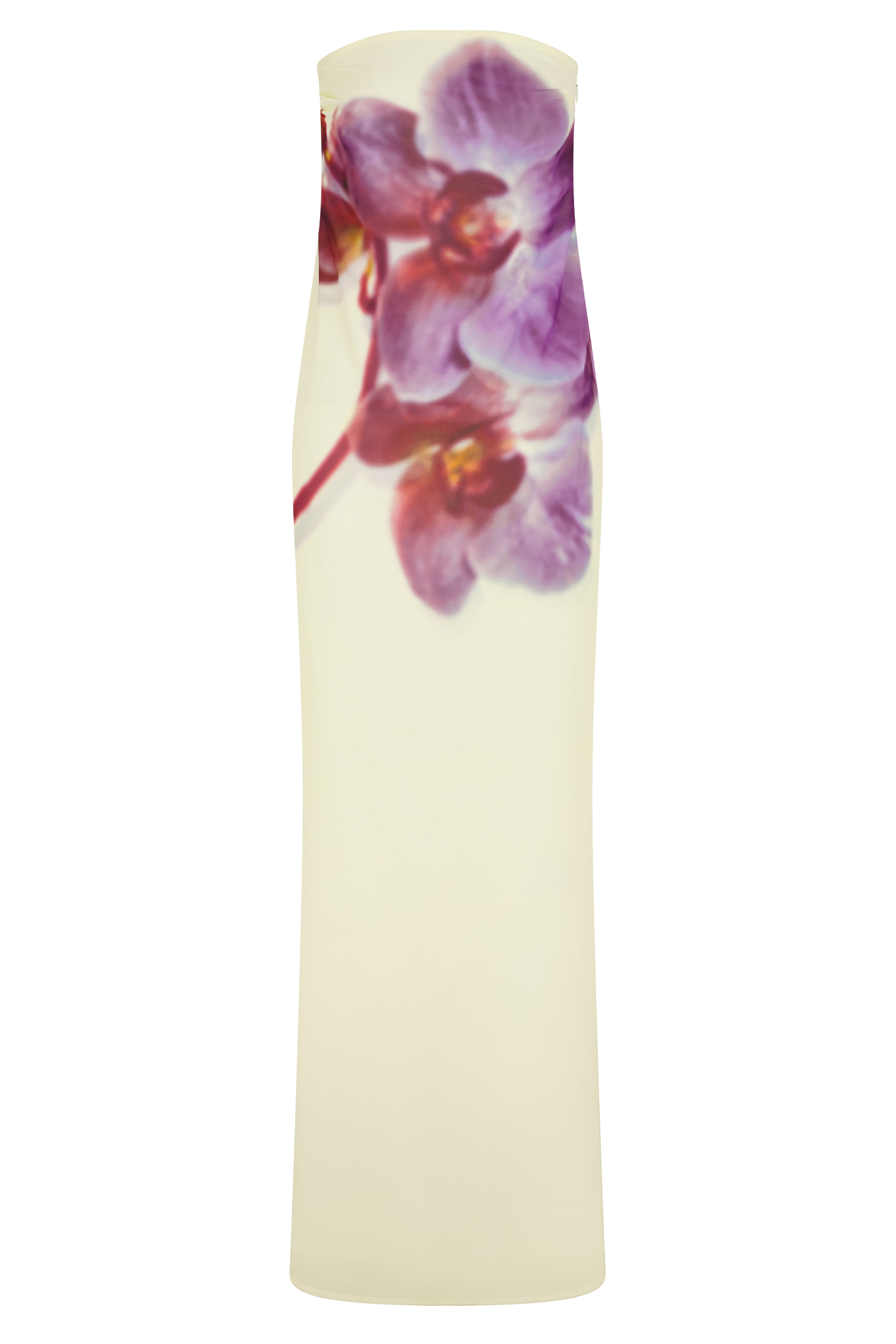 Strapless Chiffon Maxi Dress with Floral Print | Amaya