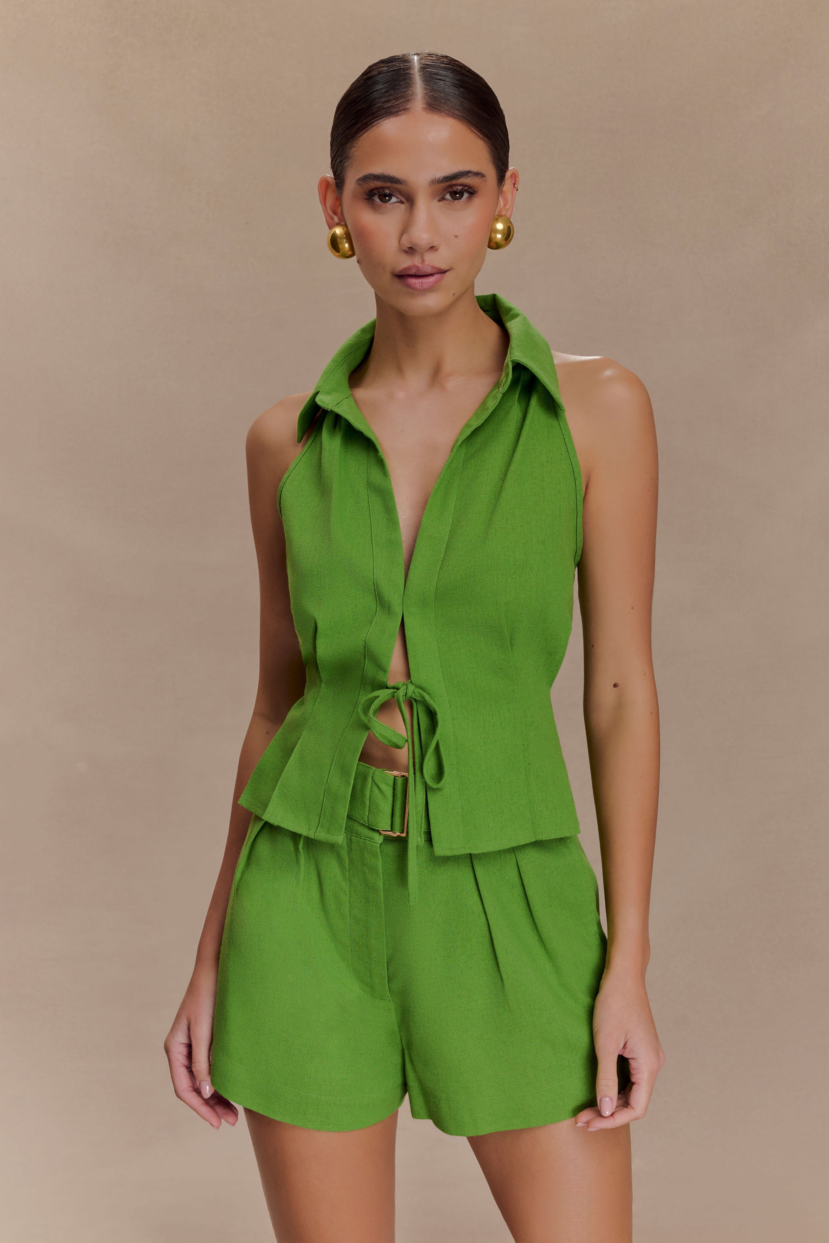 Sleeveless Linen Shirt for Women - Green | Scout