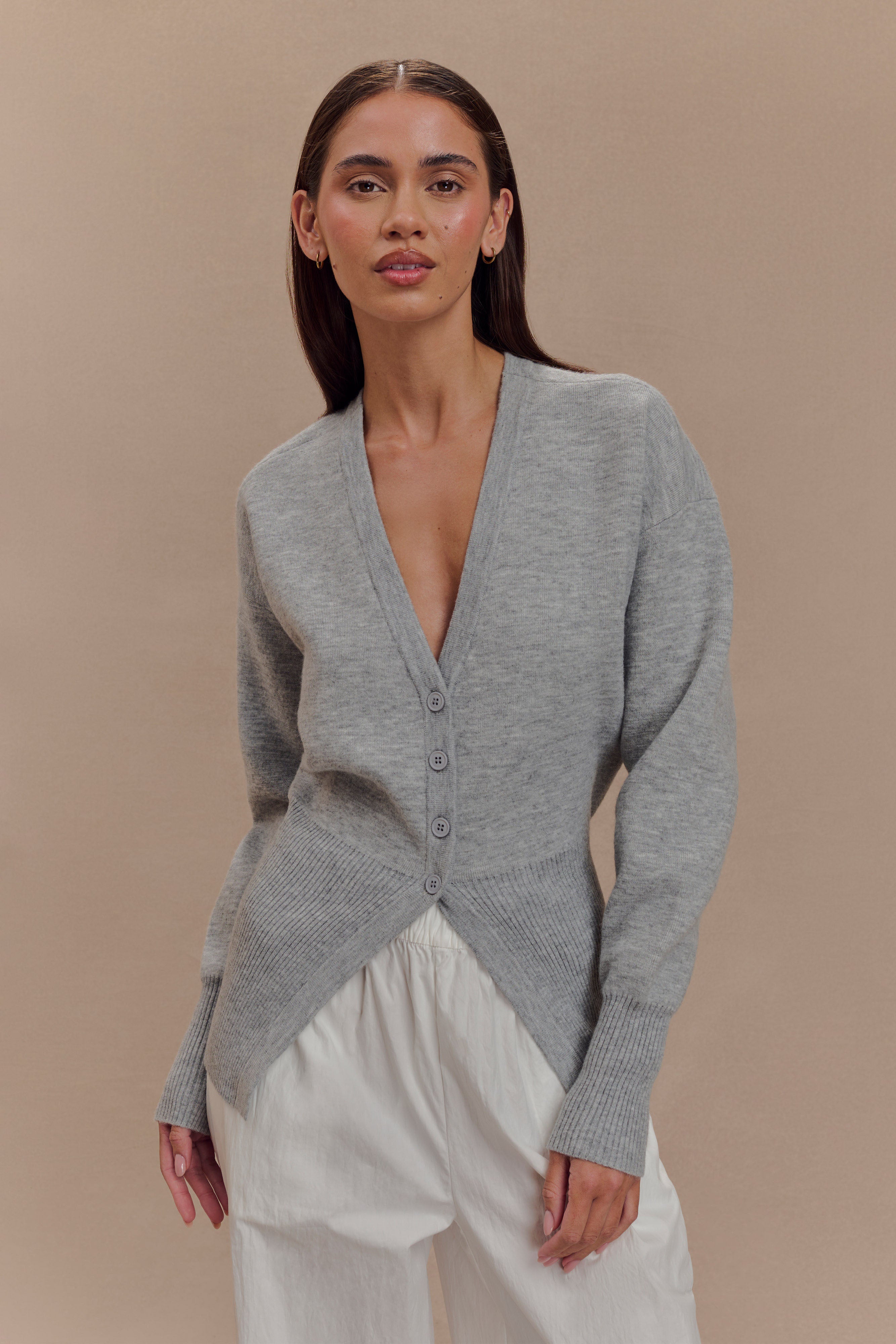Oversized Buttoned Cardigan for Women | Alexia Grey Marle