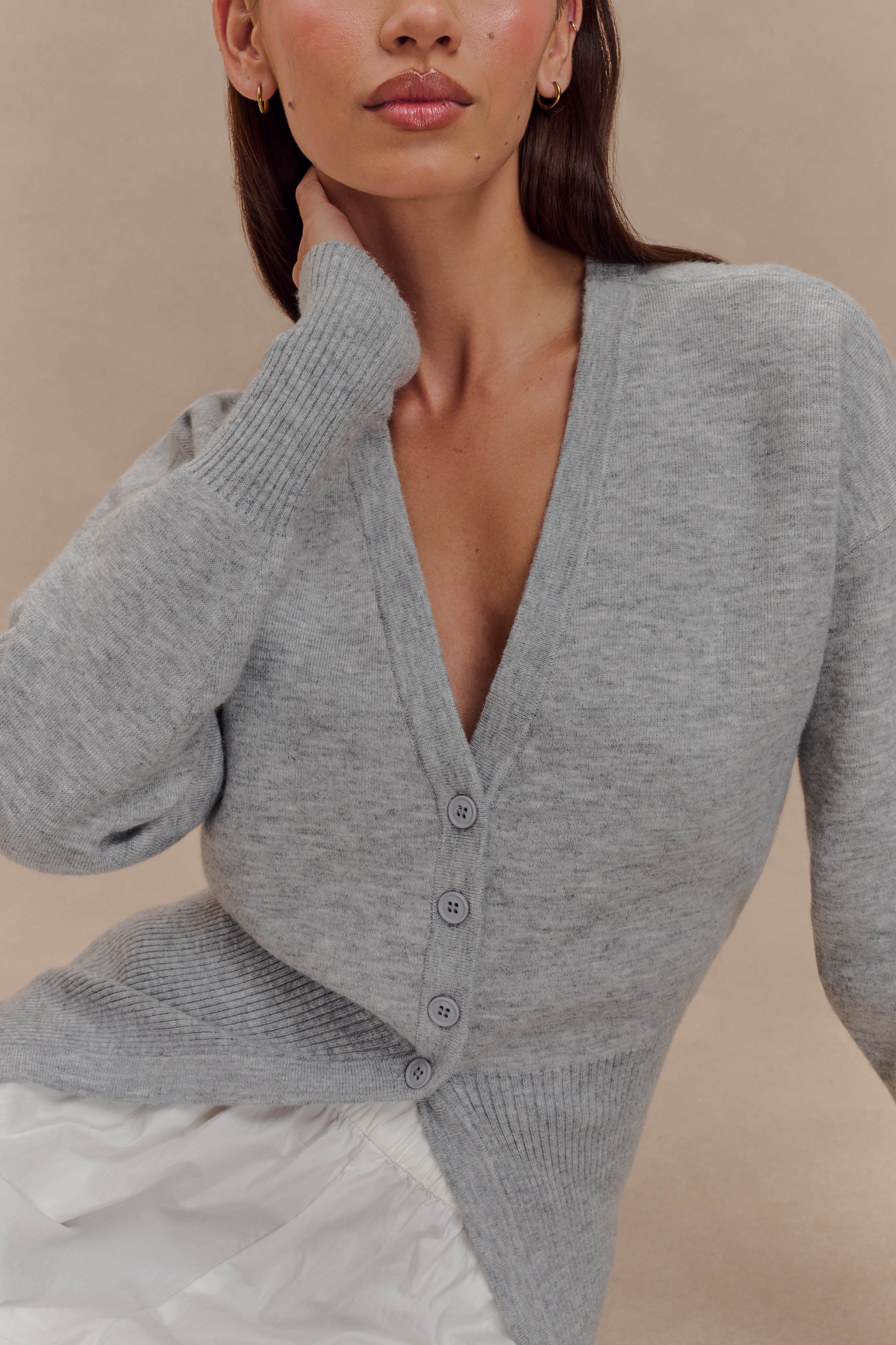 Oversized Buttoned Cardigan for Women | Alexia Grey Marle