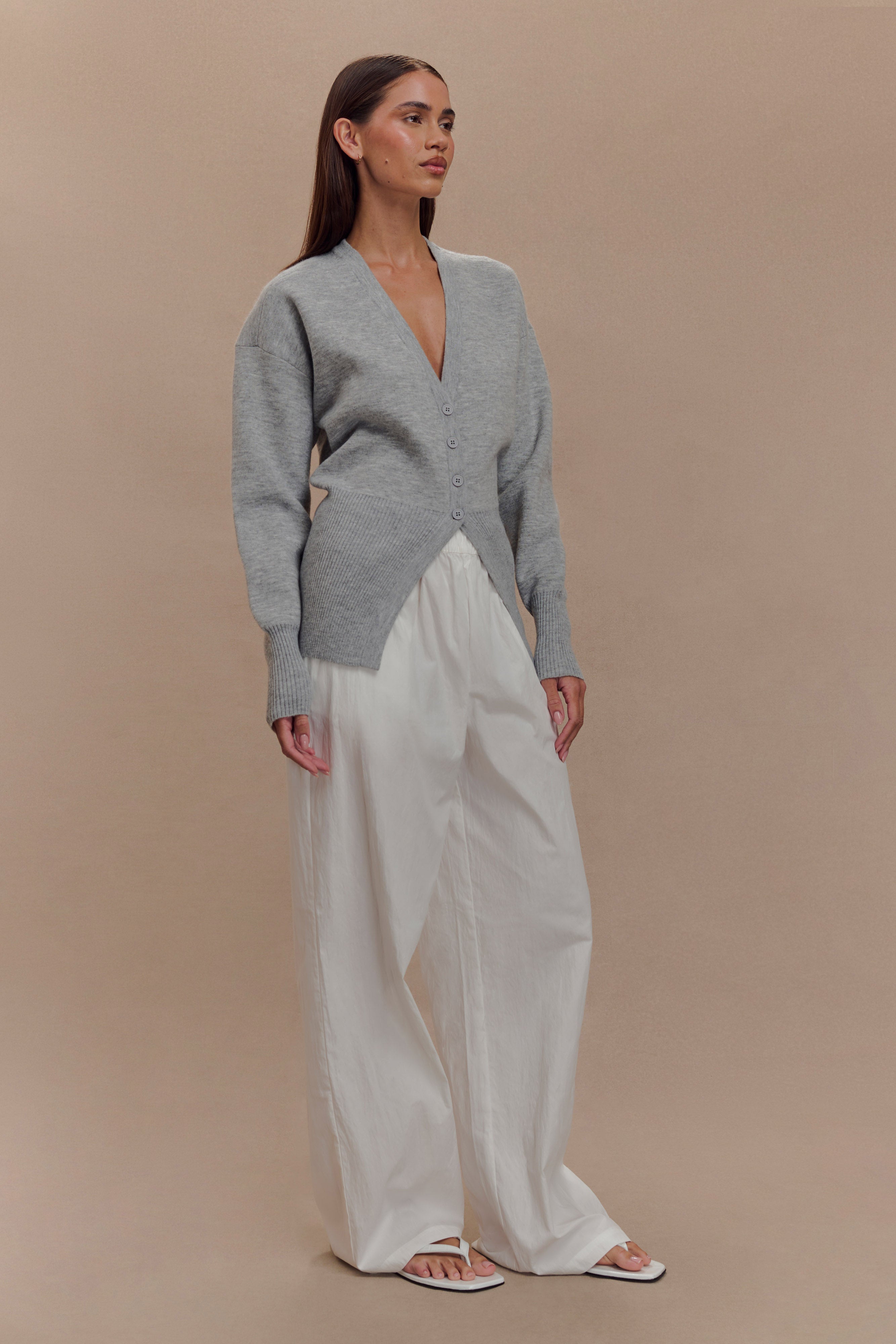 Oversized Buttoned Cardigan for Women | Alexia Grey Marle